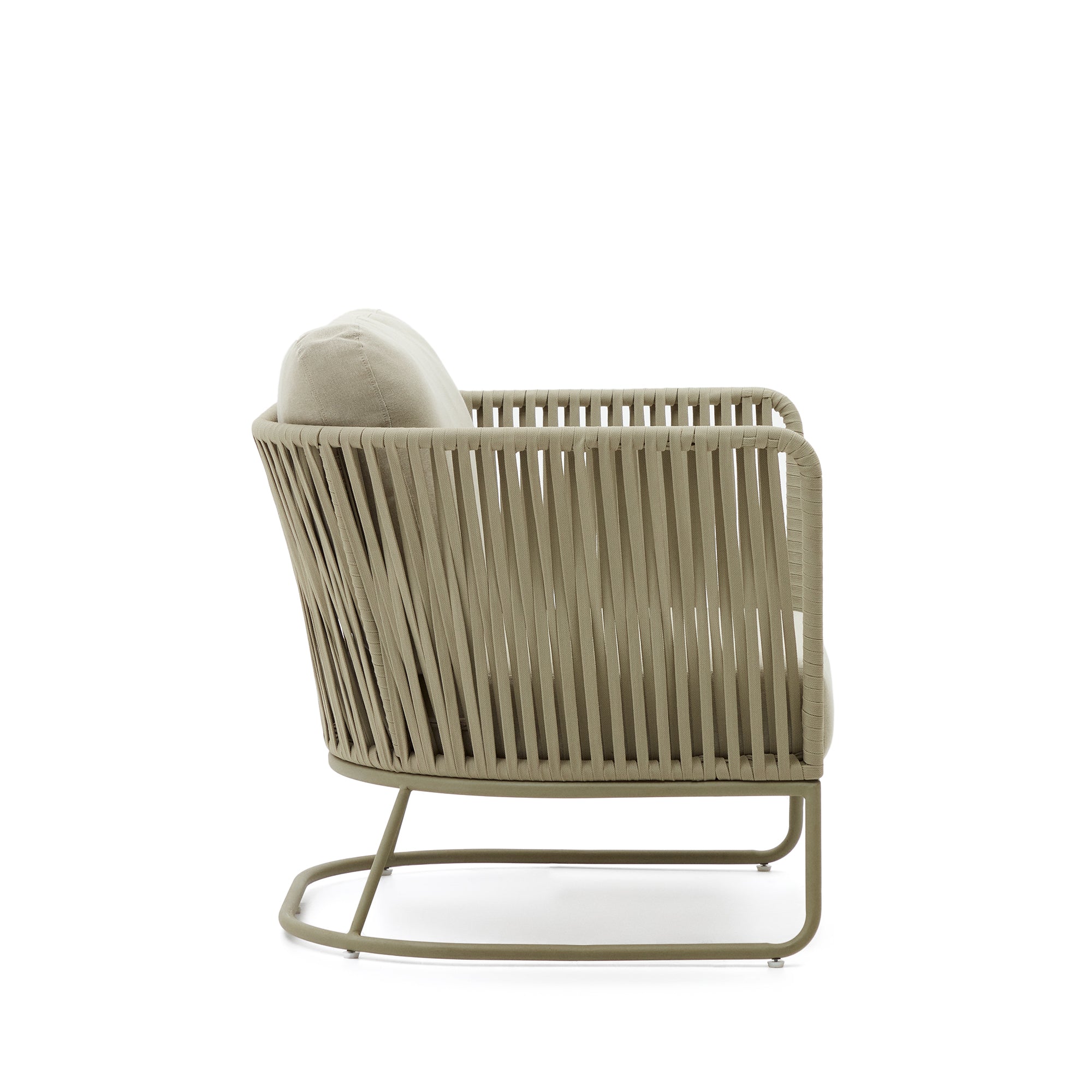 Saconca outdoor armchair made of cord and green galvanised steel - Product Image