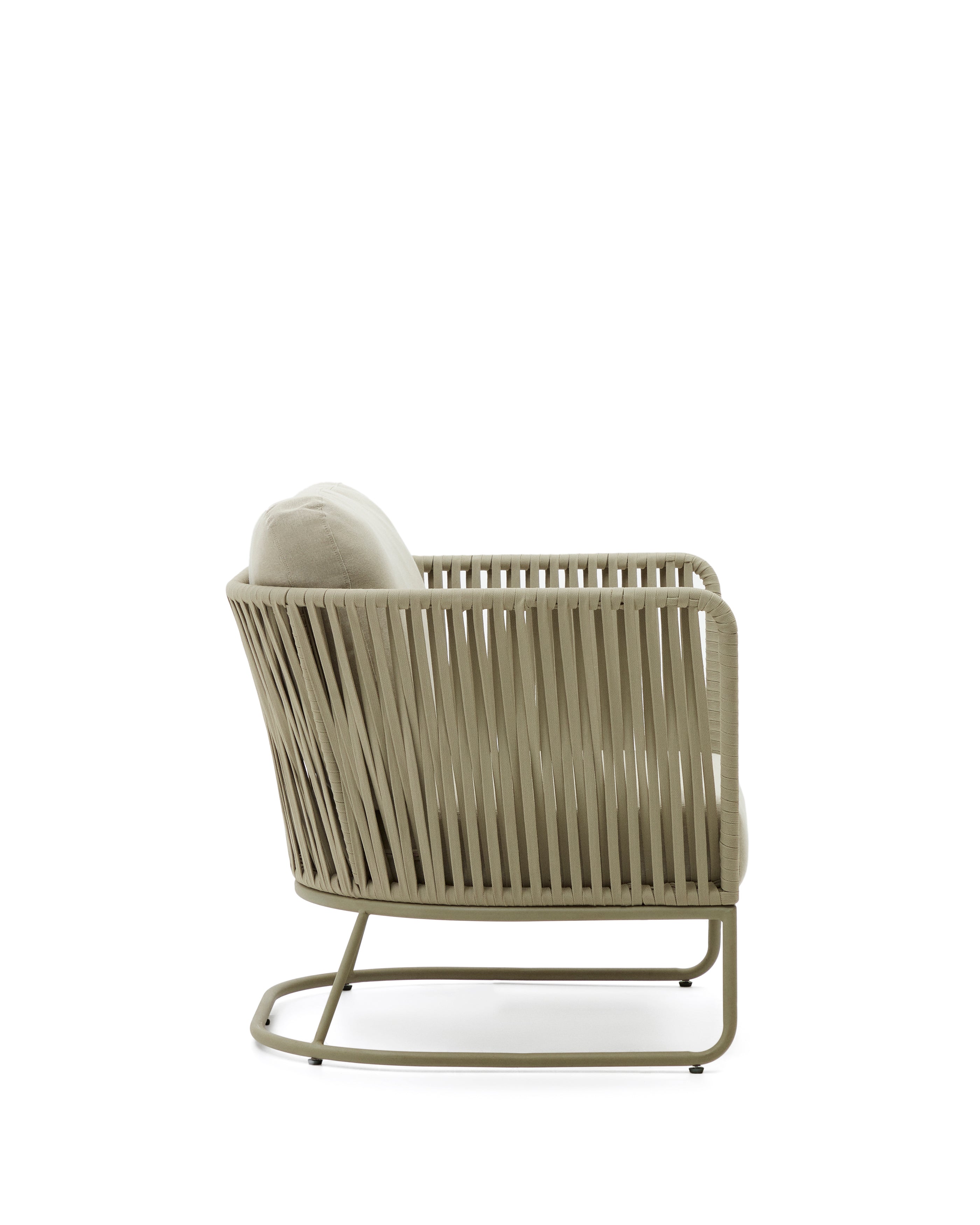 Saconca outdoor armchair made of cord and green galvanised steel - Product Image
