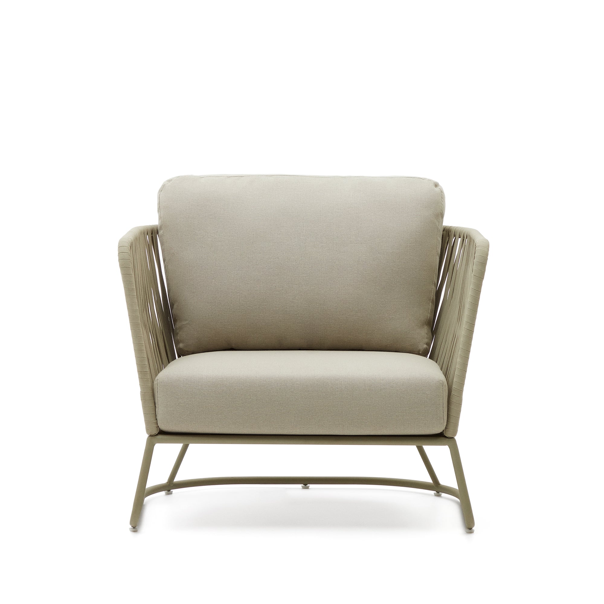 Saconca outdoor armchair made of cord and green galvanised steel - Product Image