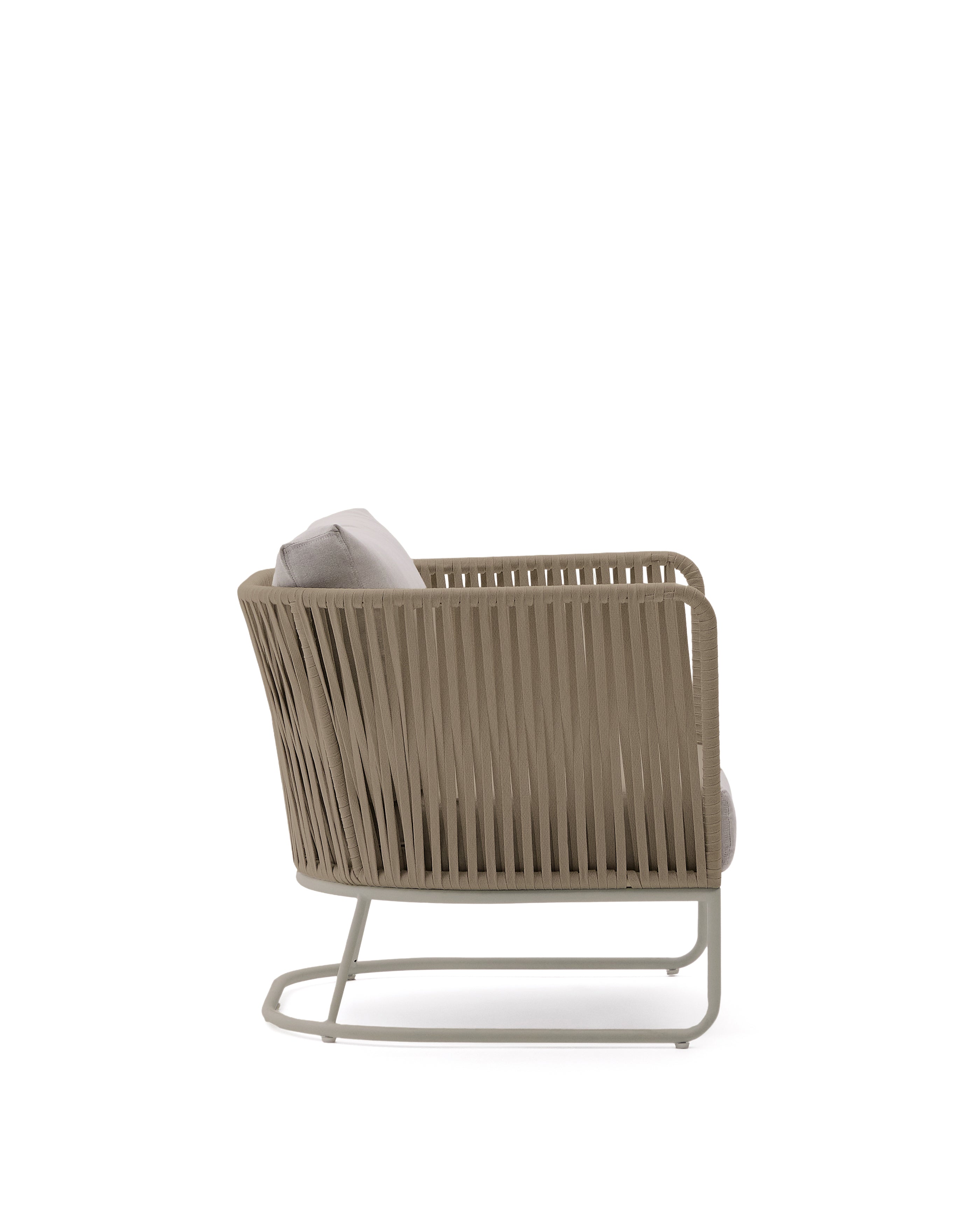 Saconca outdoor armchair in rope cord and beige galvanised steel - Product Image