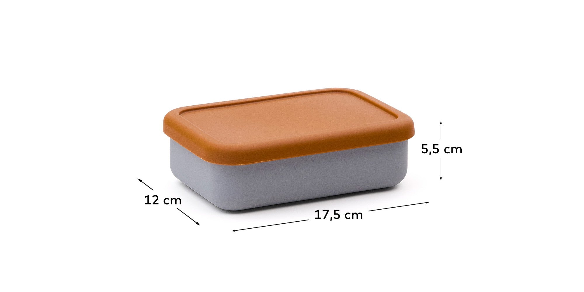 Lili lunch box in orange and blue silicone - Measurements