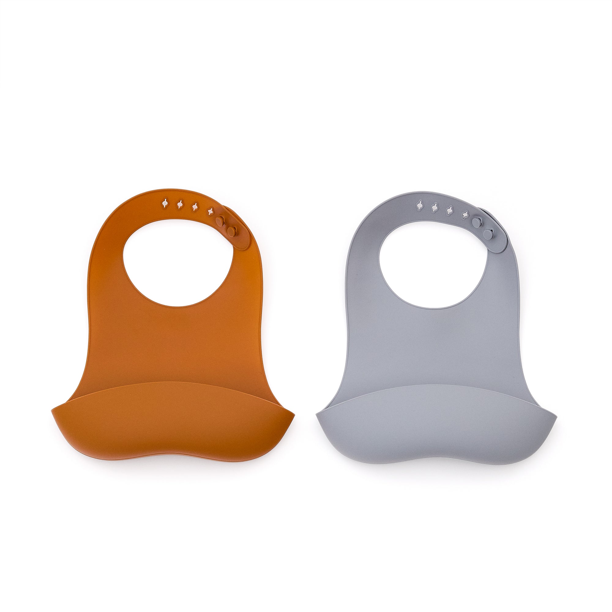 Lili set of two bibs in orange and blue silicone - Product Image