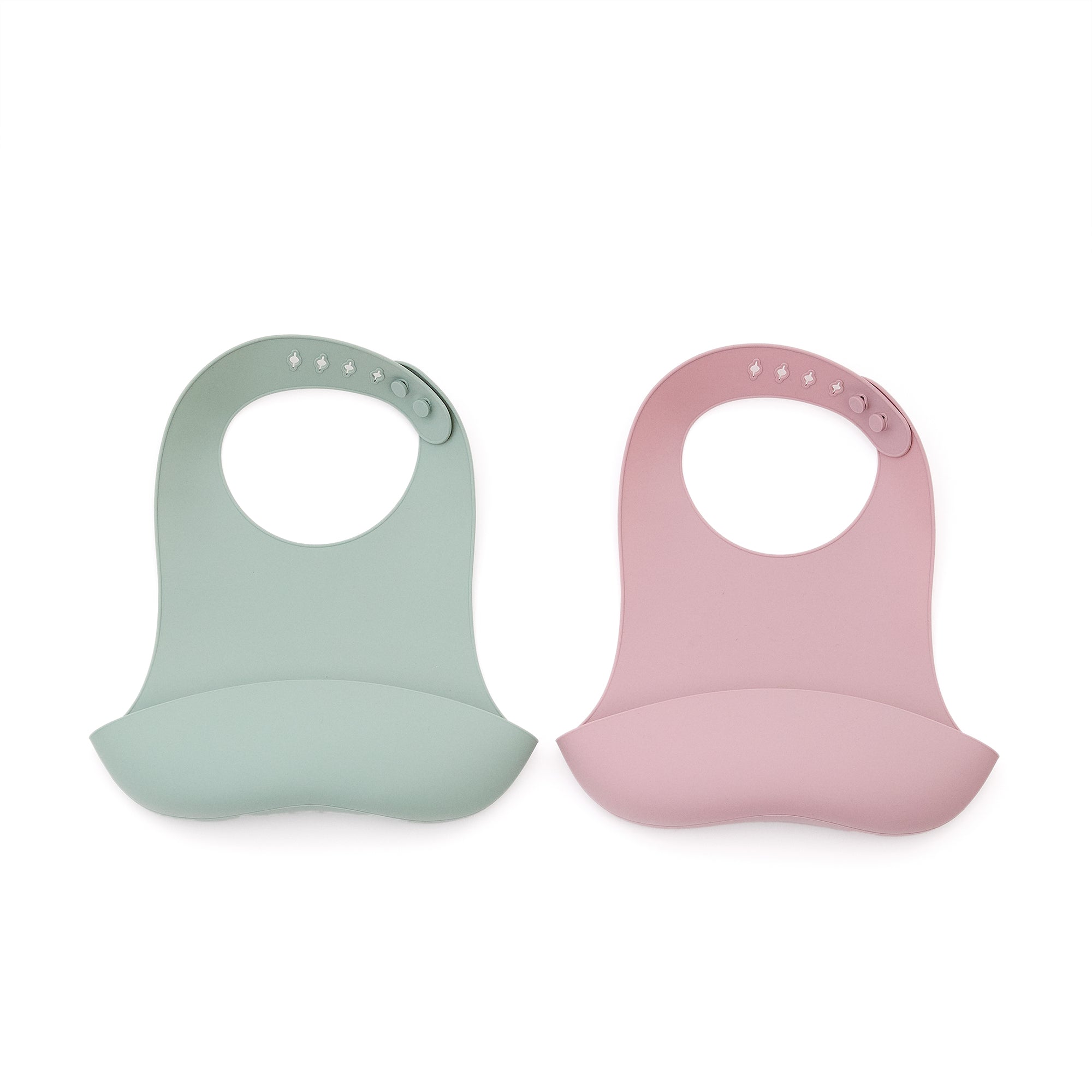 Lili set of two bibs in pink and turquoise silicone - Product Image