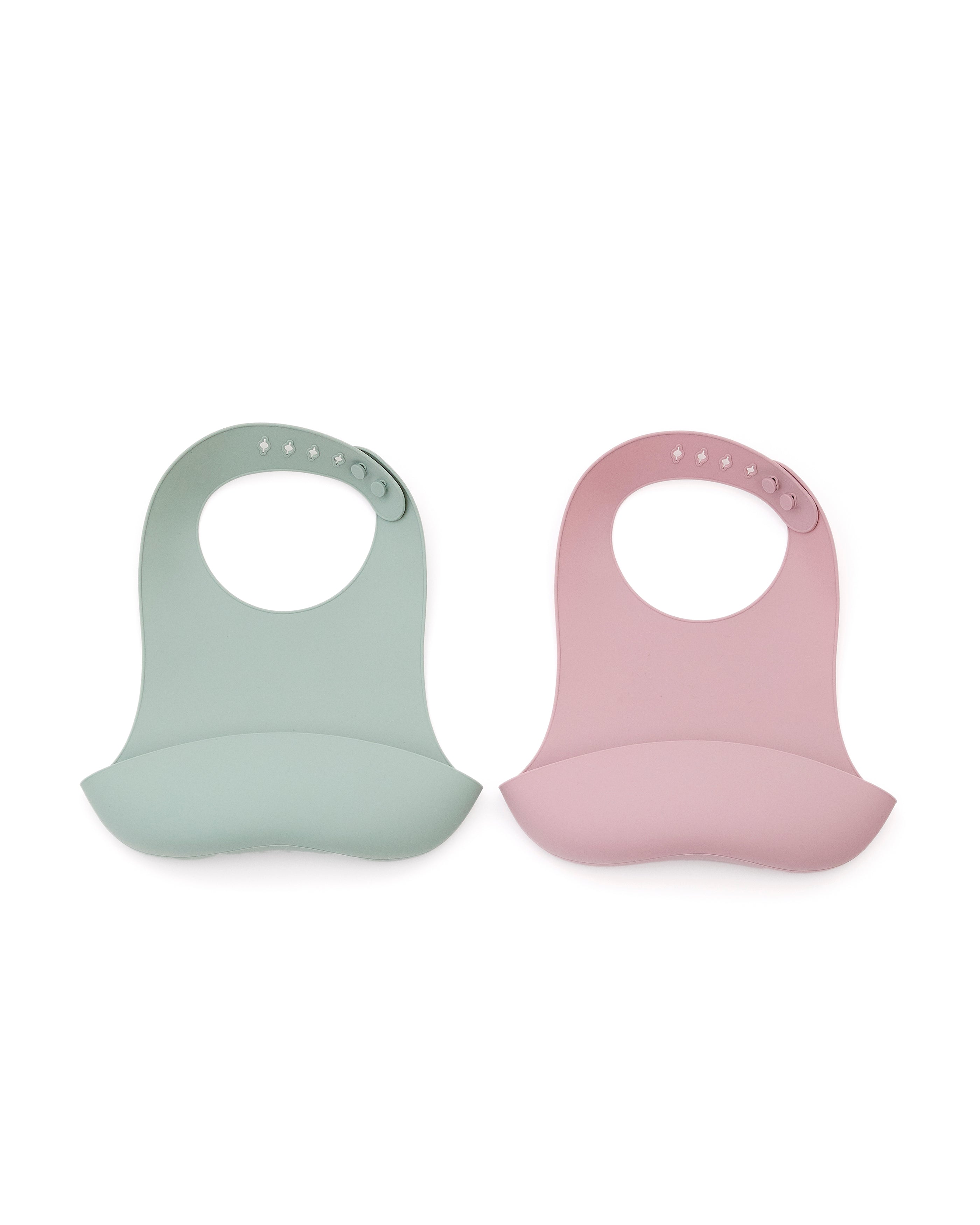 Lili set of two bibs in pink and turquoise silicone - Product Image