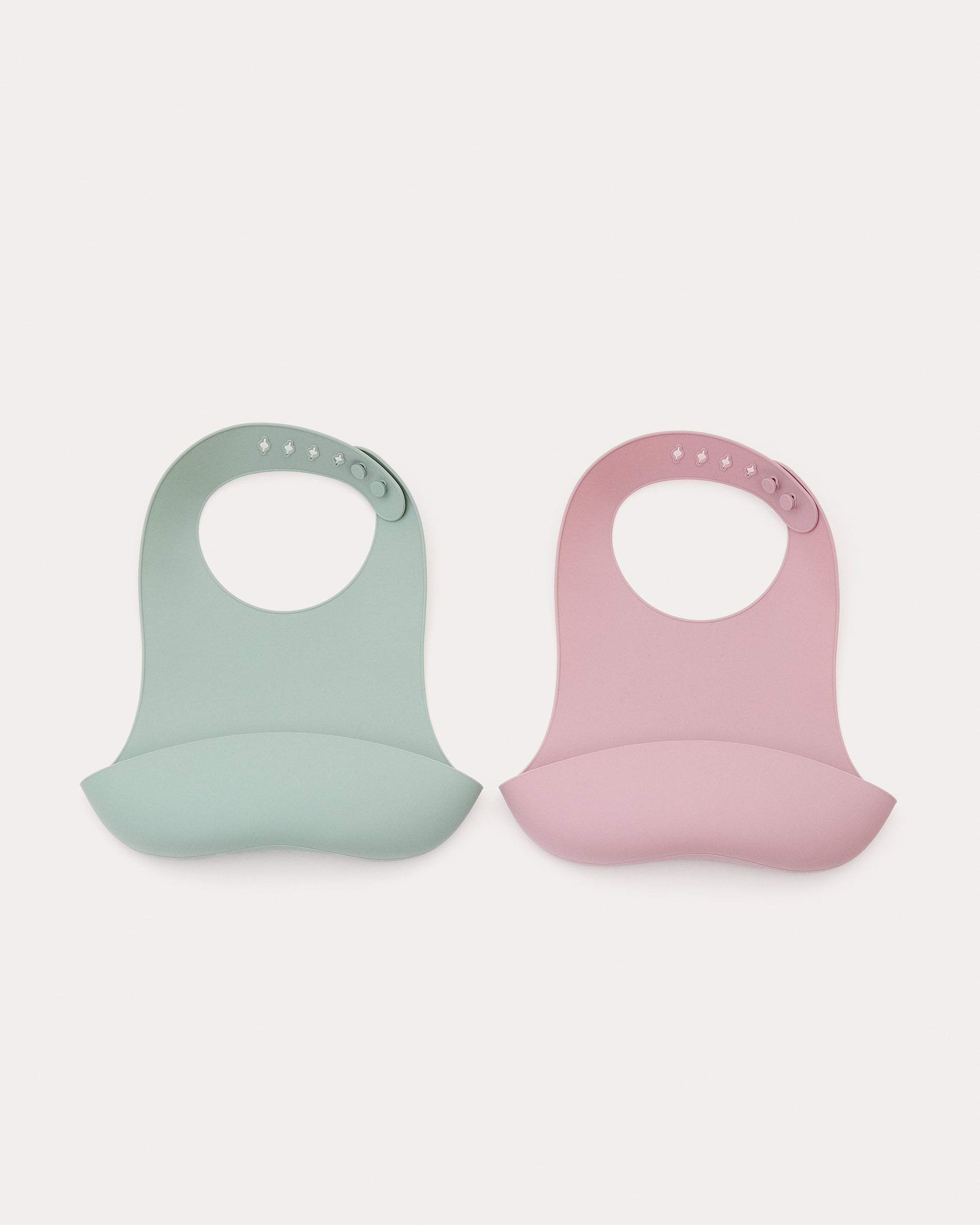 Lili set of two bibs in pink and turquoise silicone - Product View
