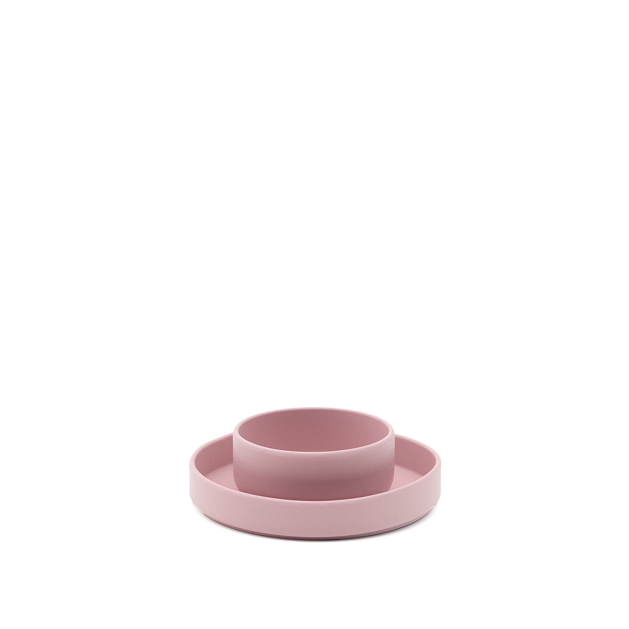 Lili plate and bowl set in pink silicone - Product Image