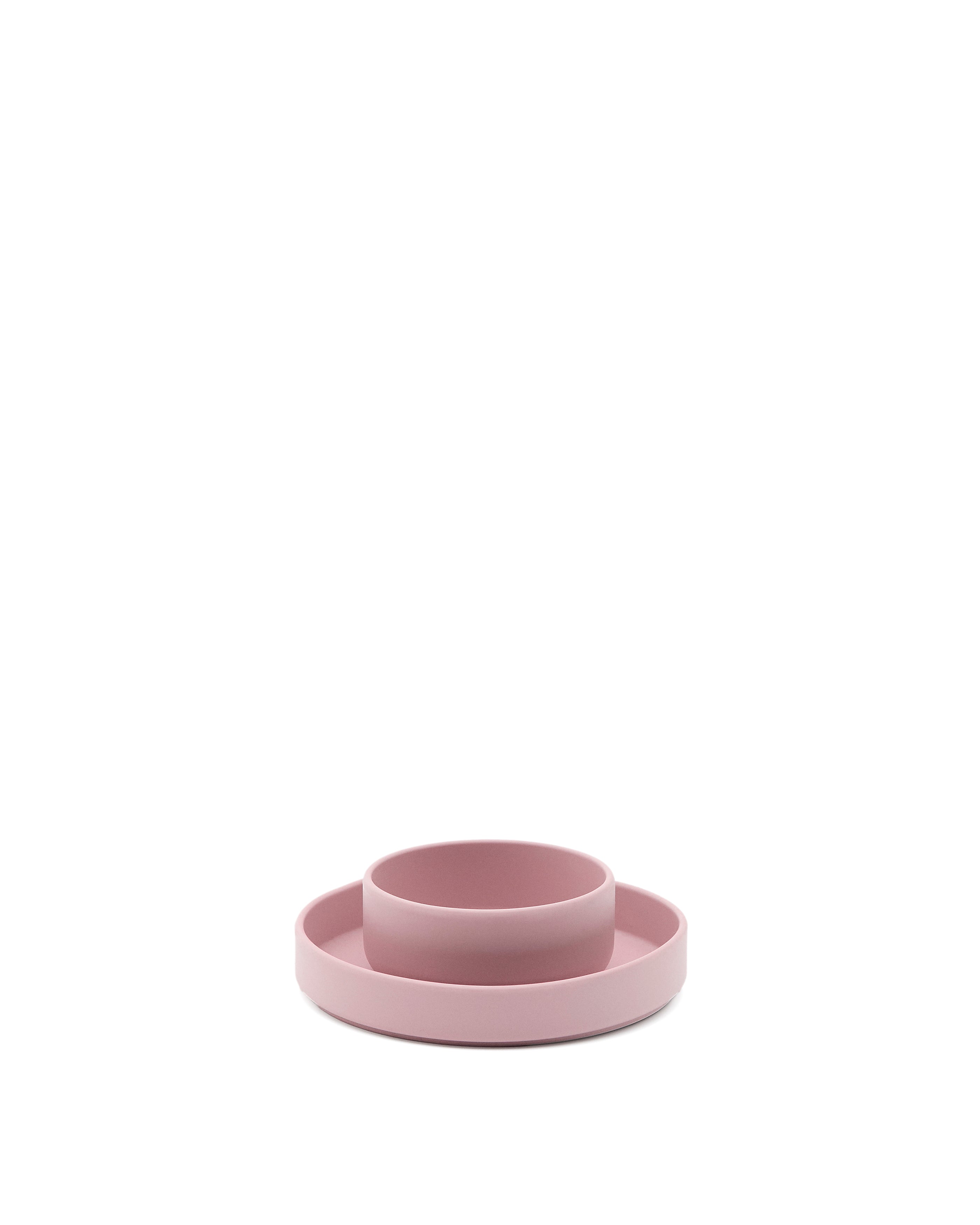 Lili plate and bowl set in pink silicone - Product Image