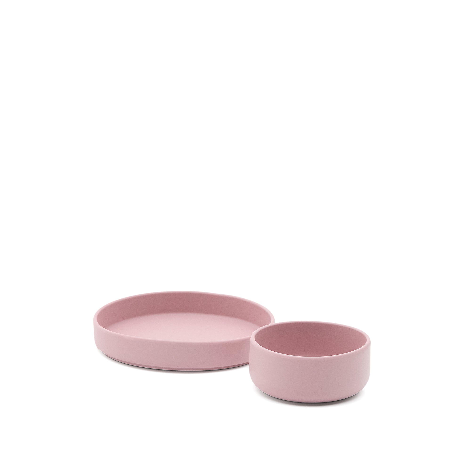 Lili plate and bowl set in pink silicone - Product Image