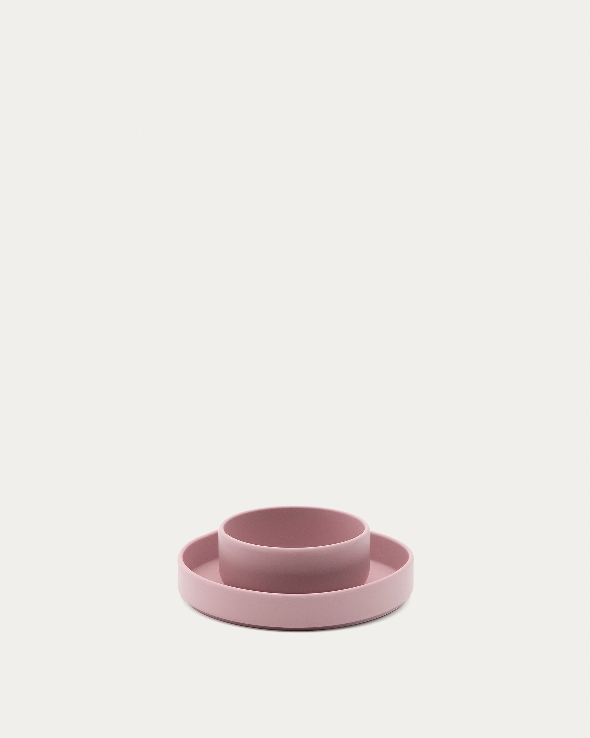 Lili plate and bowl set in pink silicone - Product View