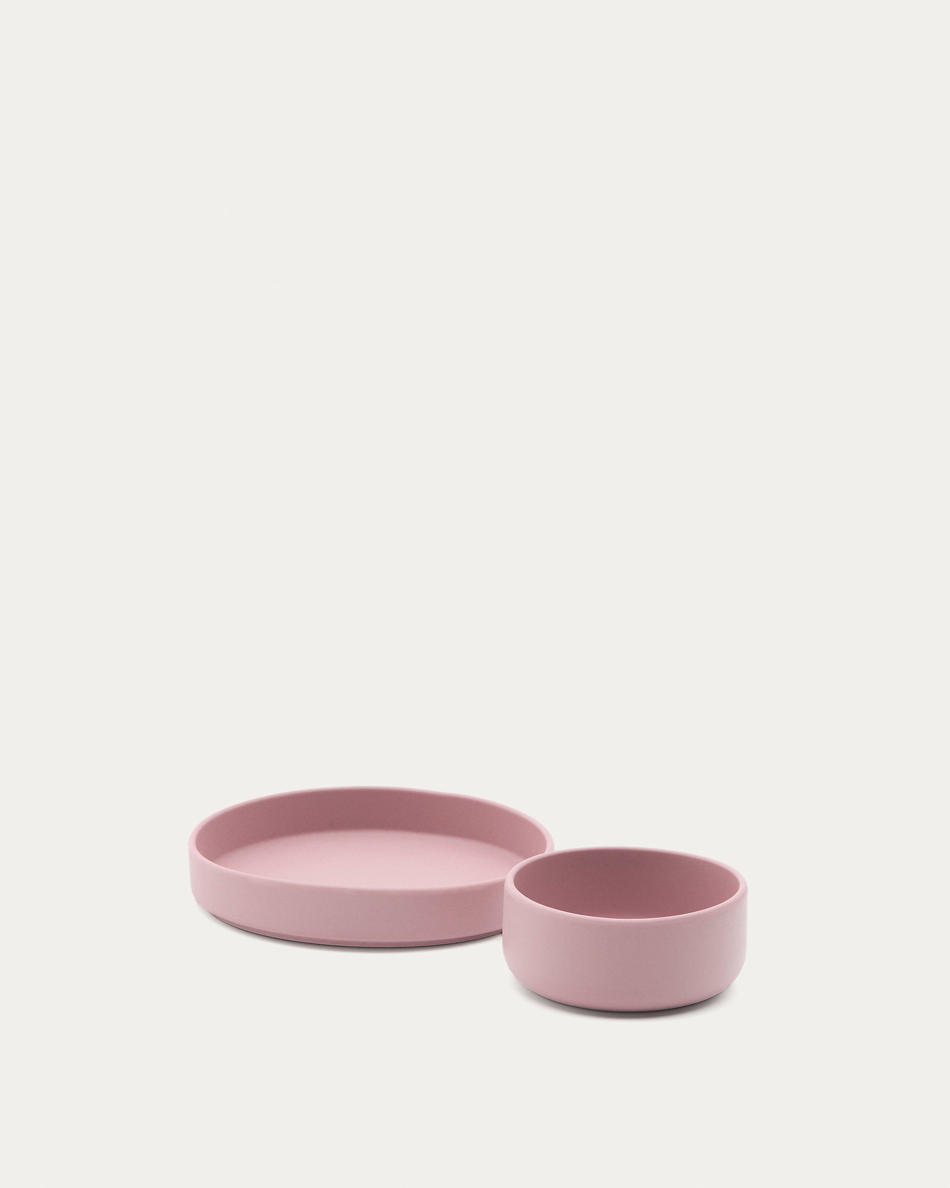Lili plate and bowl set in pink silicone - Product View