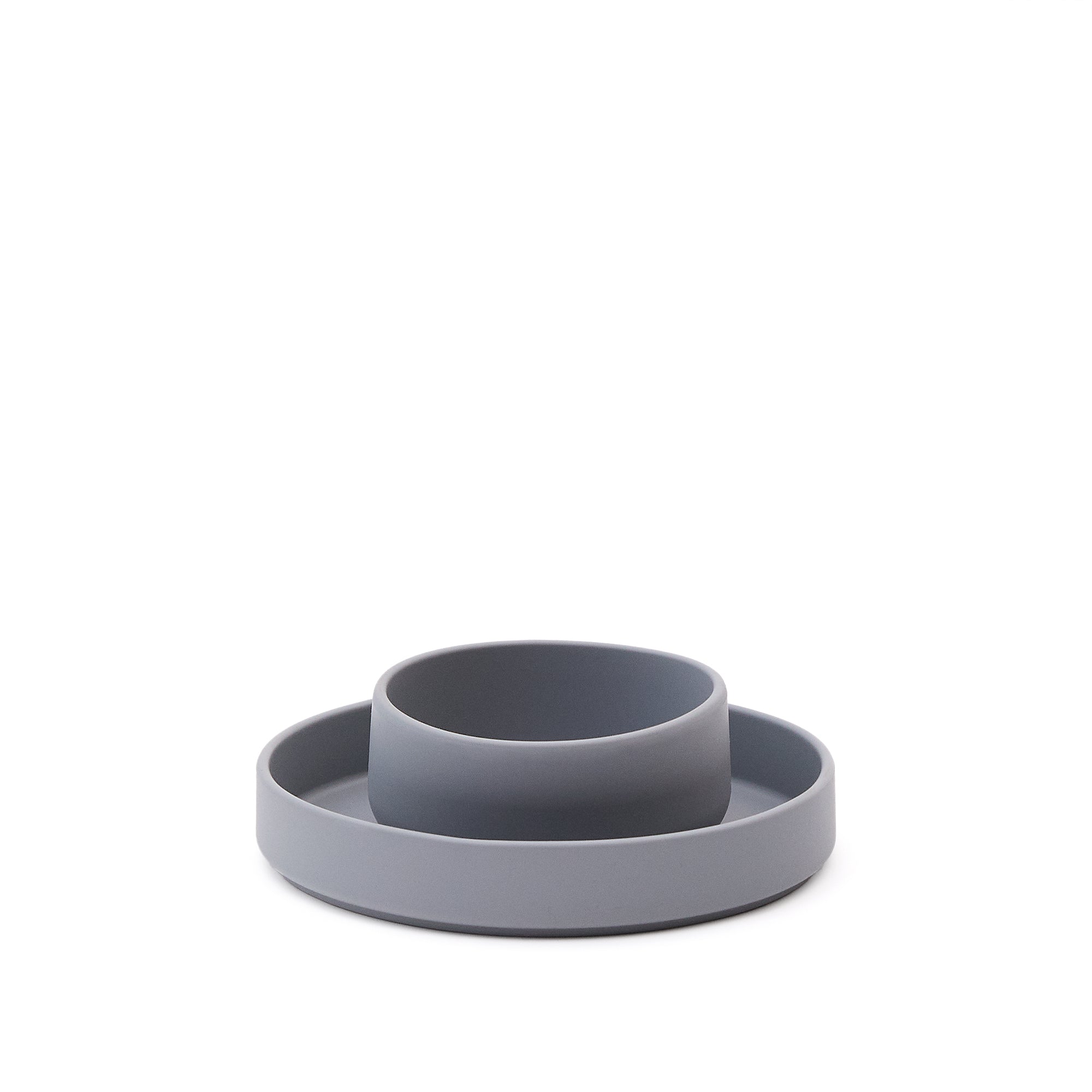 Lili plate and bowl set in blue silicone - Product Image
