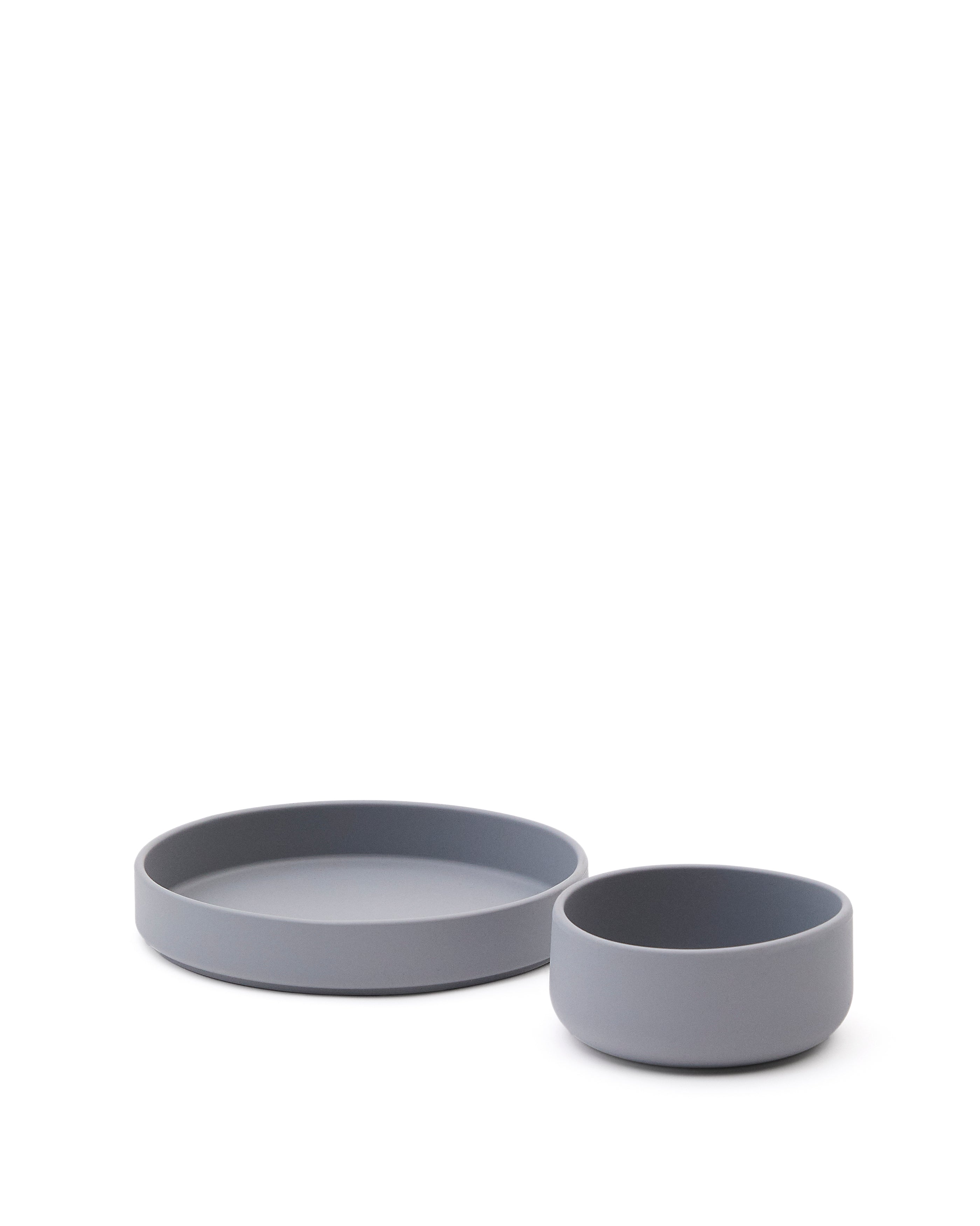 Lili plate and bowl set in blue silicone - Product Image