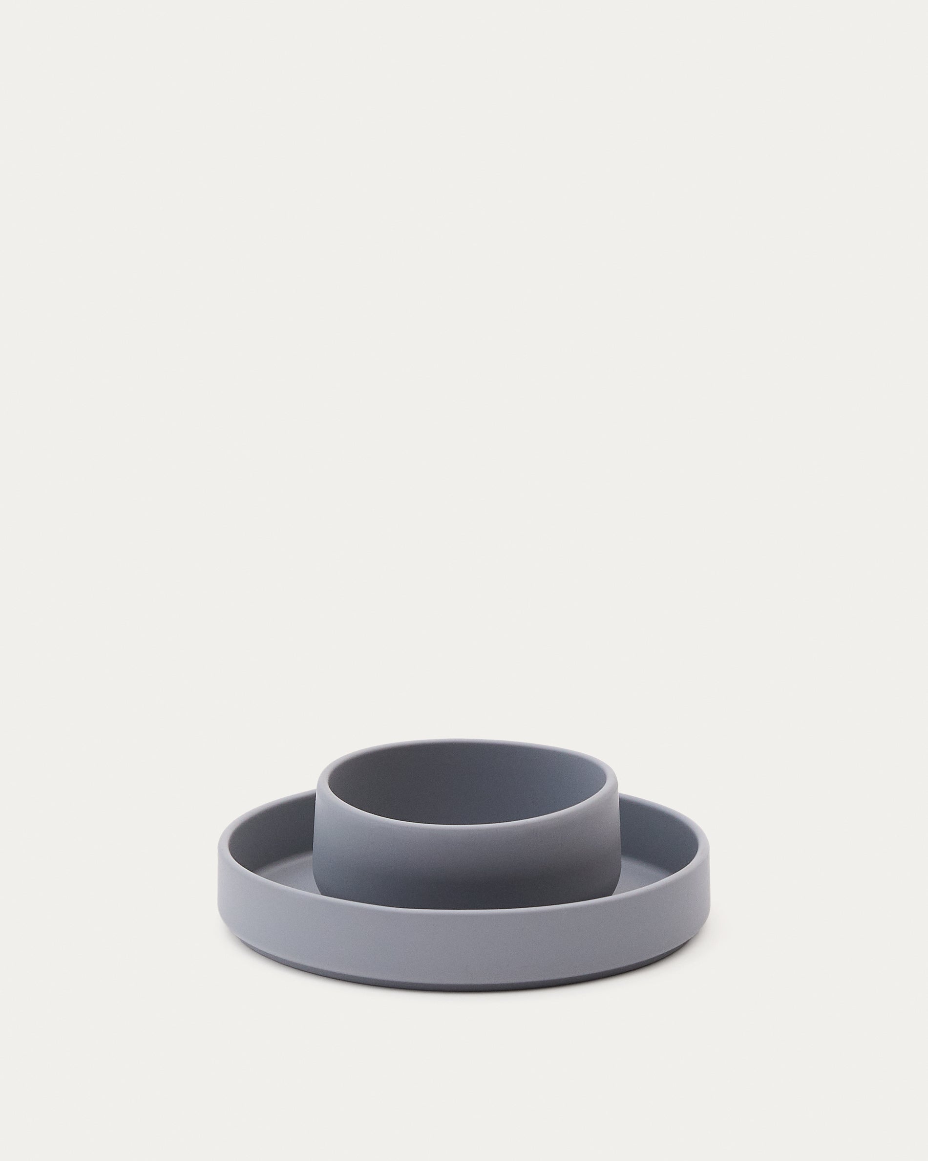 Lili plate and bowl set in blue silicone - Product View
