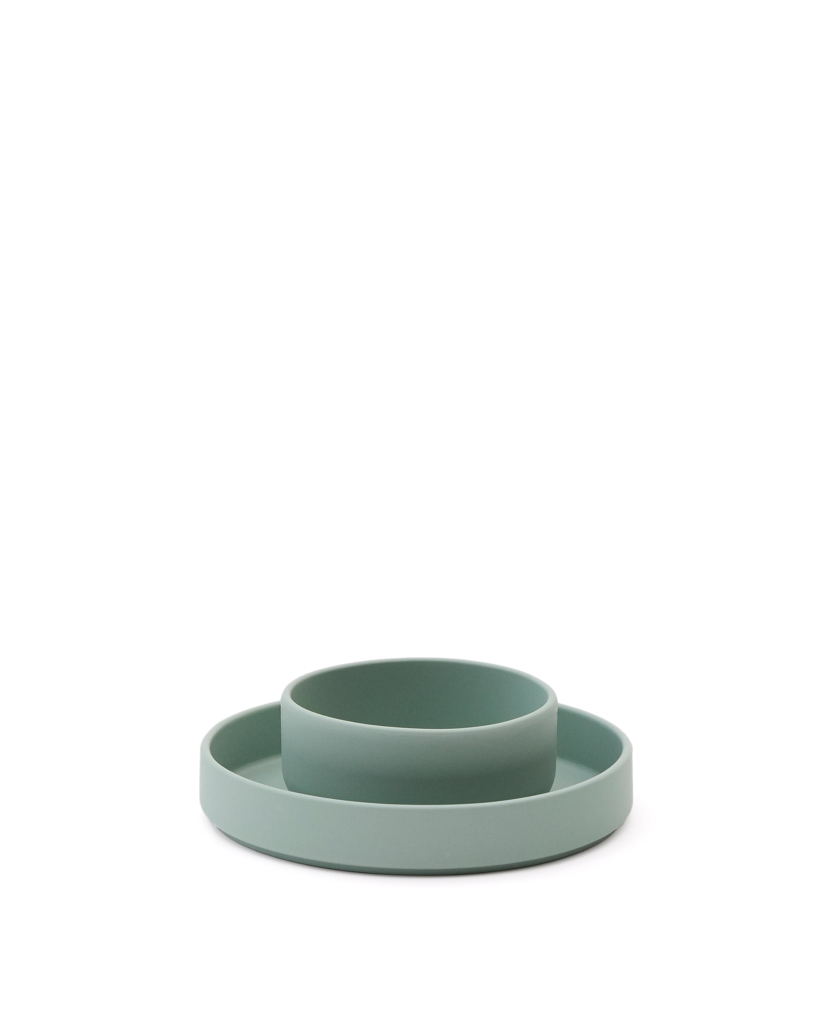 Lili plate and bowl set in turquoise silicone - Product Image