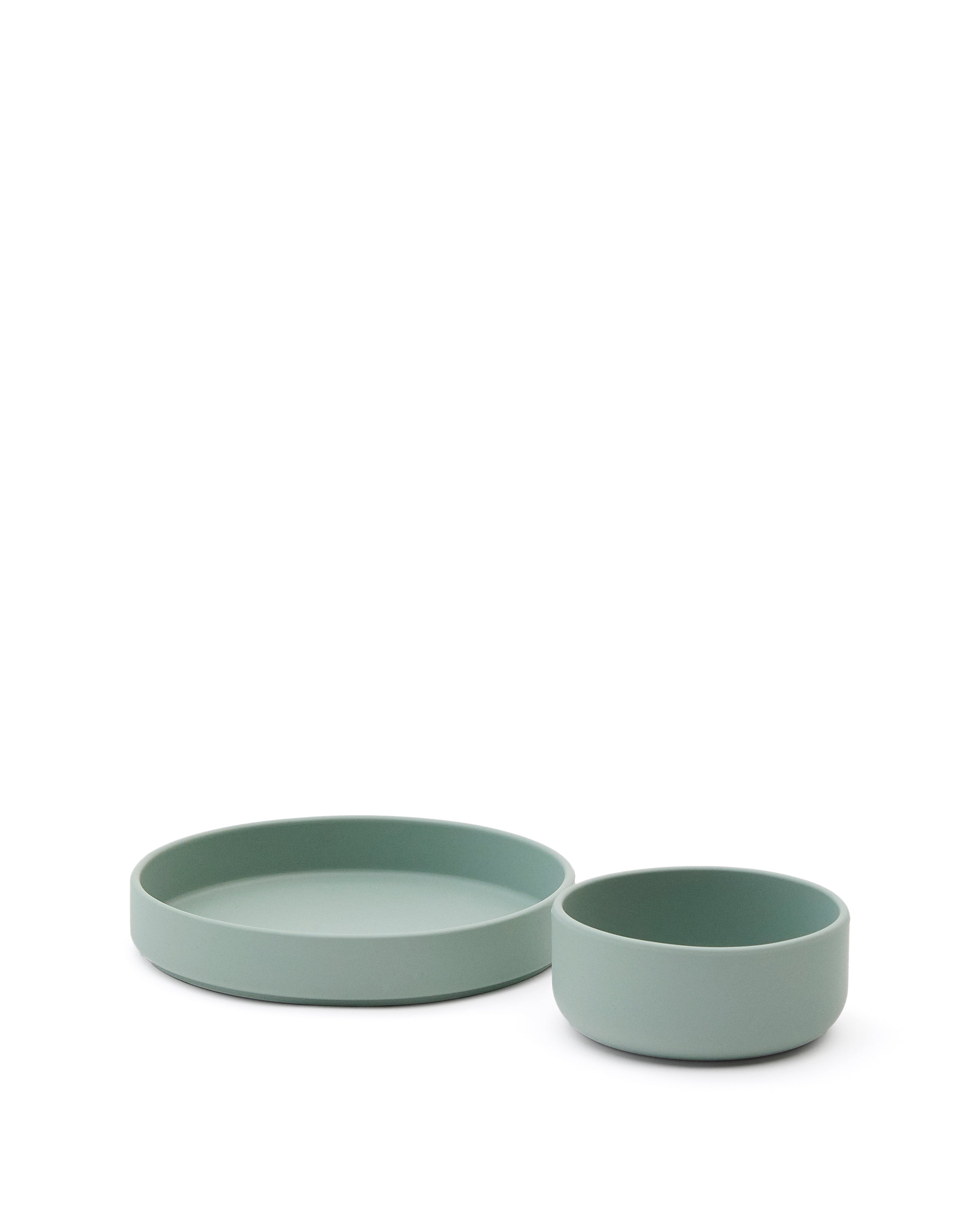 Lili plate and bowl set in turquoise silicone - Product Image