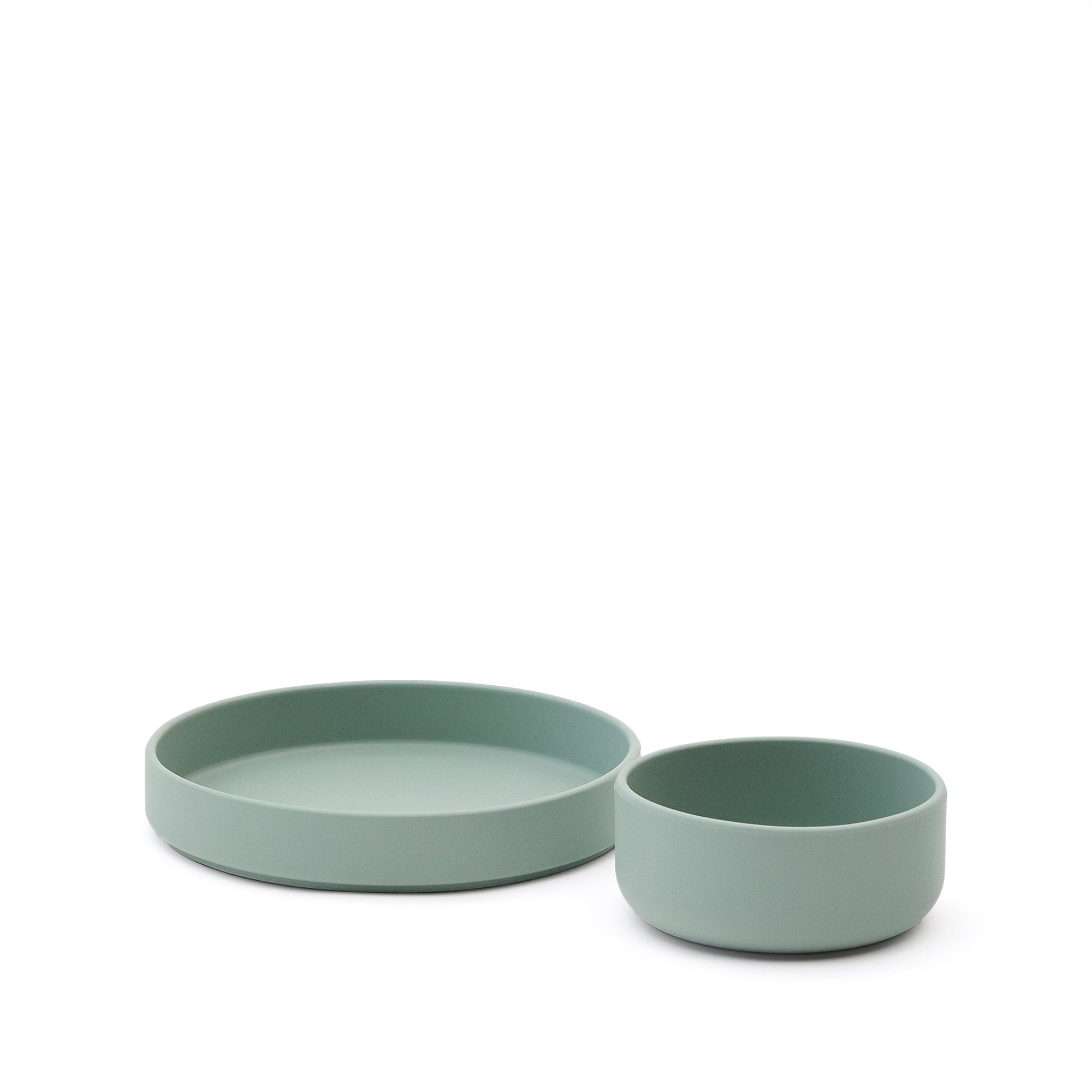 Lili plate and bowl set in turquoise silicone - Product Image