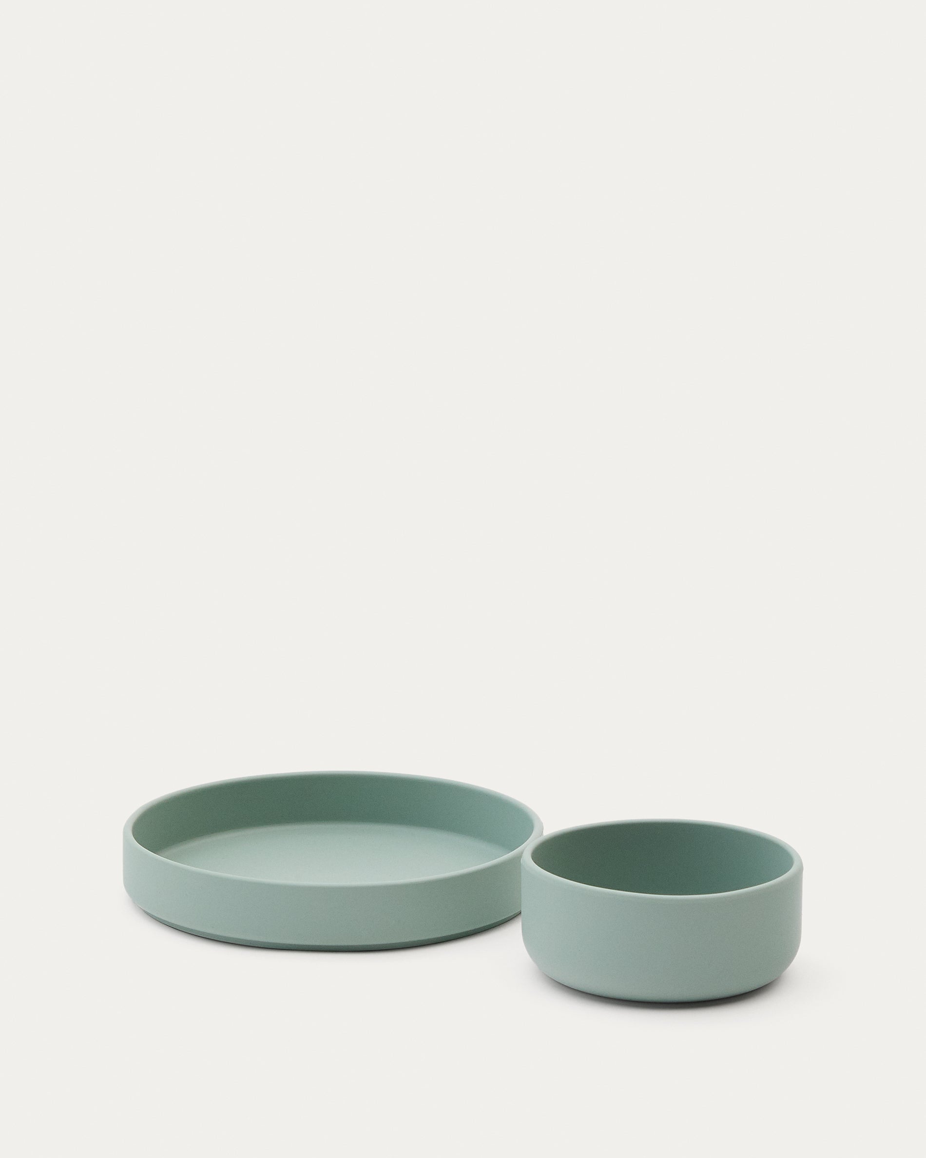 Lili plate and bowl set in turquoise silicone - Product View