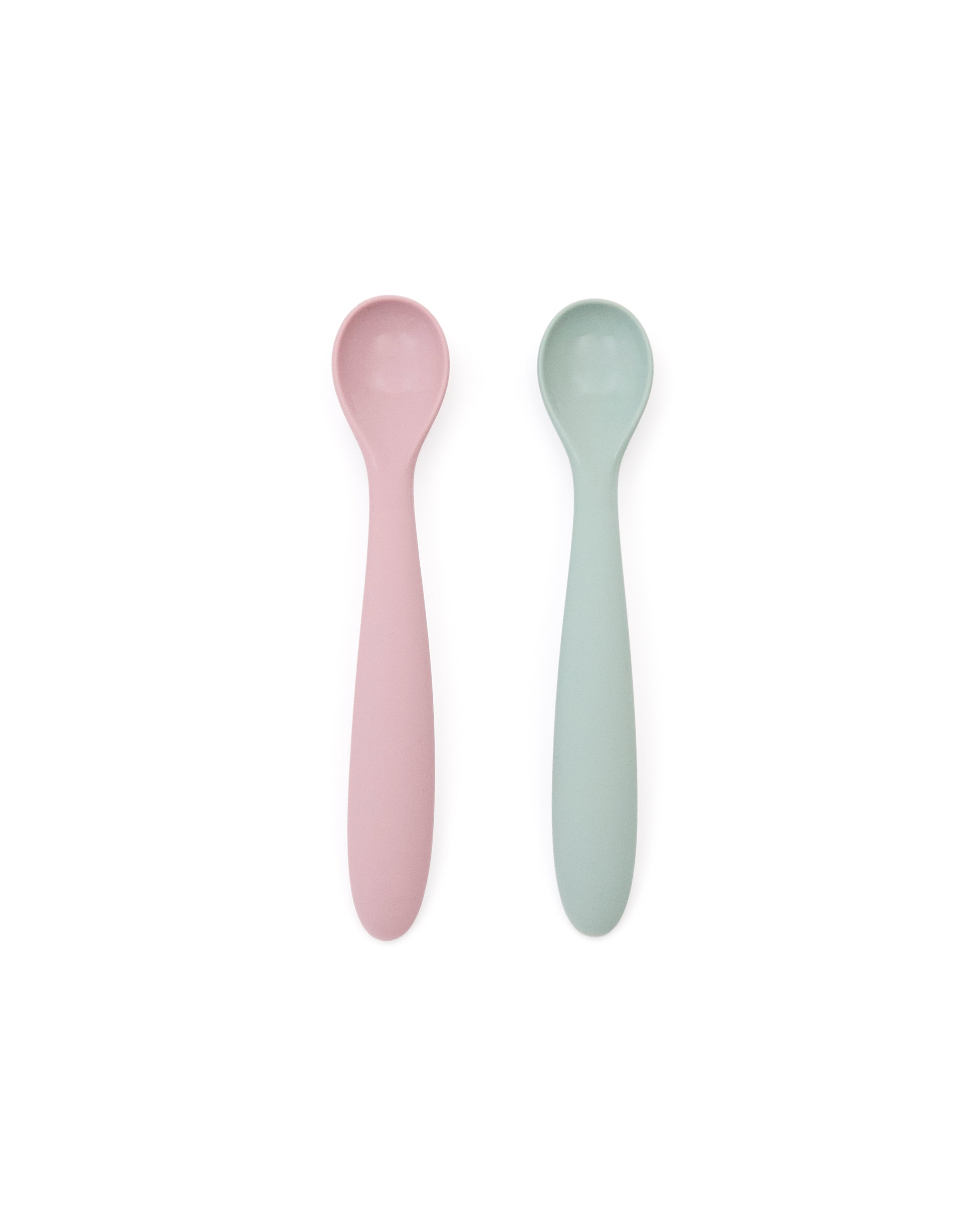 Lili set of two spoons in pink and turquoise silicone - Product Image