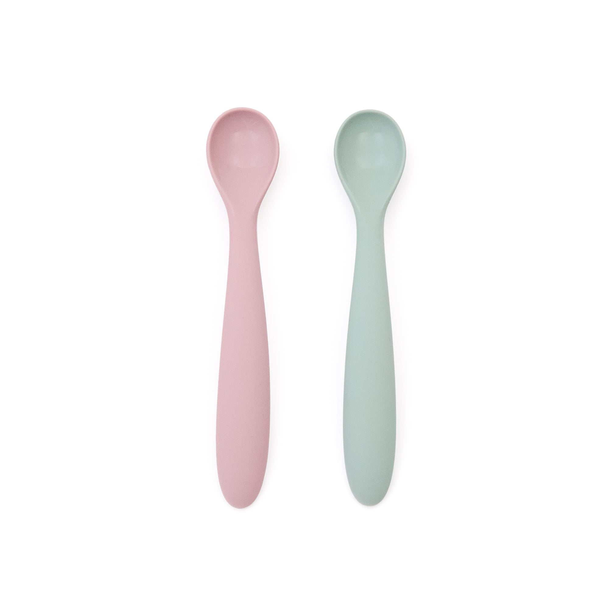 Lili set of two spoons in pink and turquoise silicone - Product Image