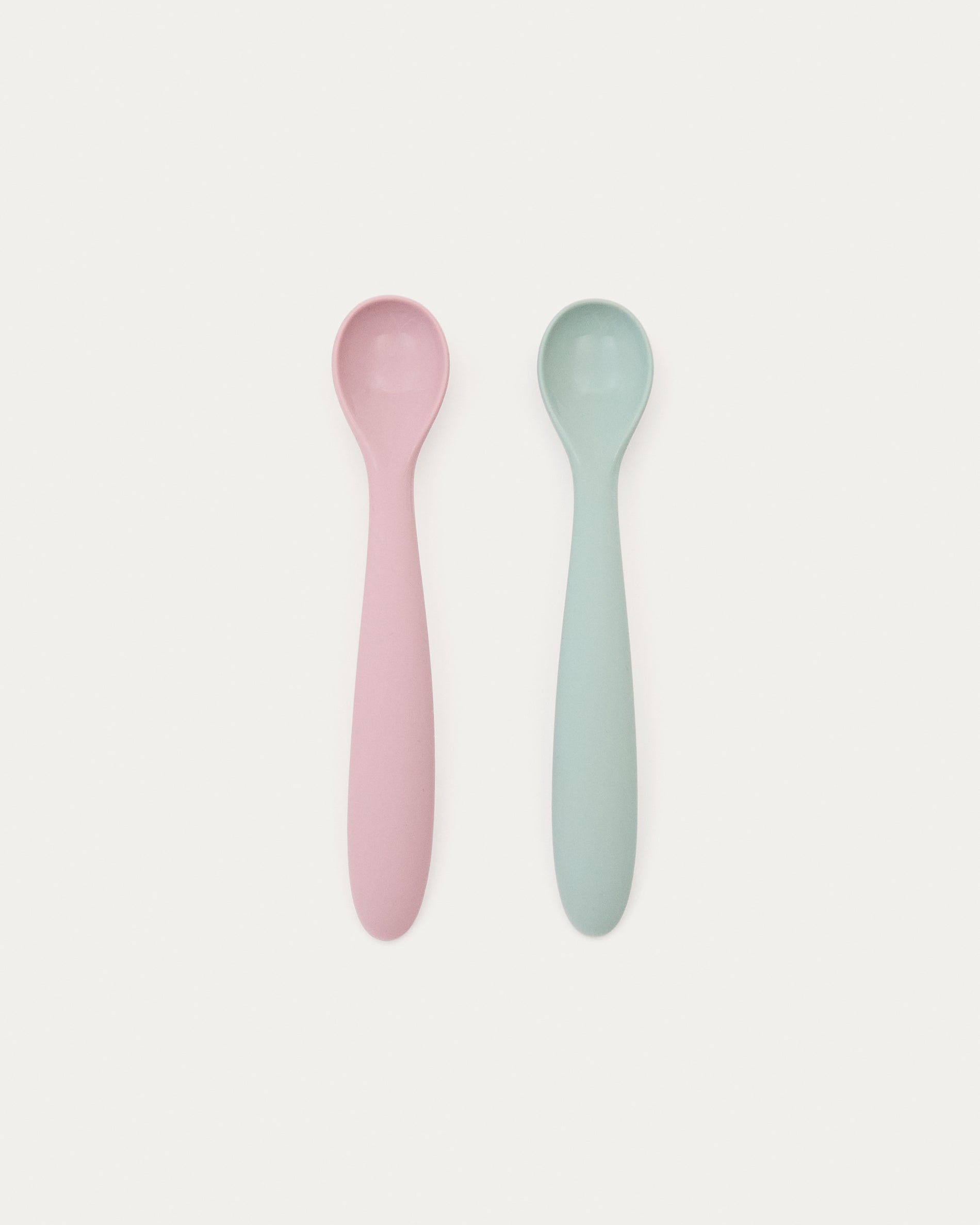 Lili set of two spoons in pink and turquoise silicone - Product View