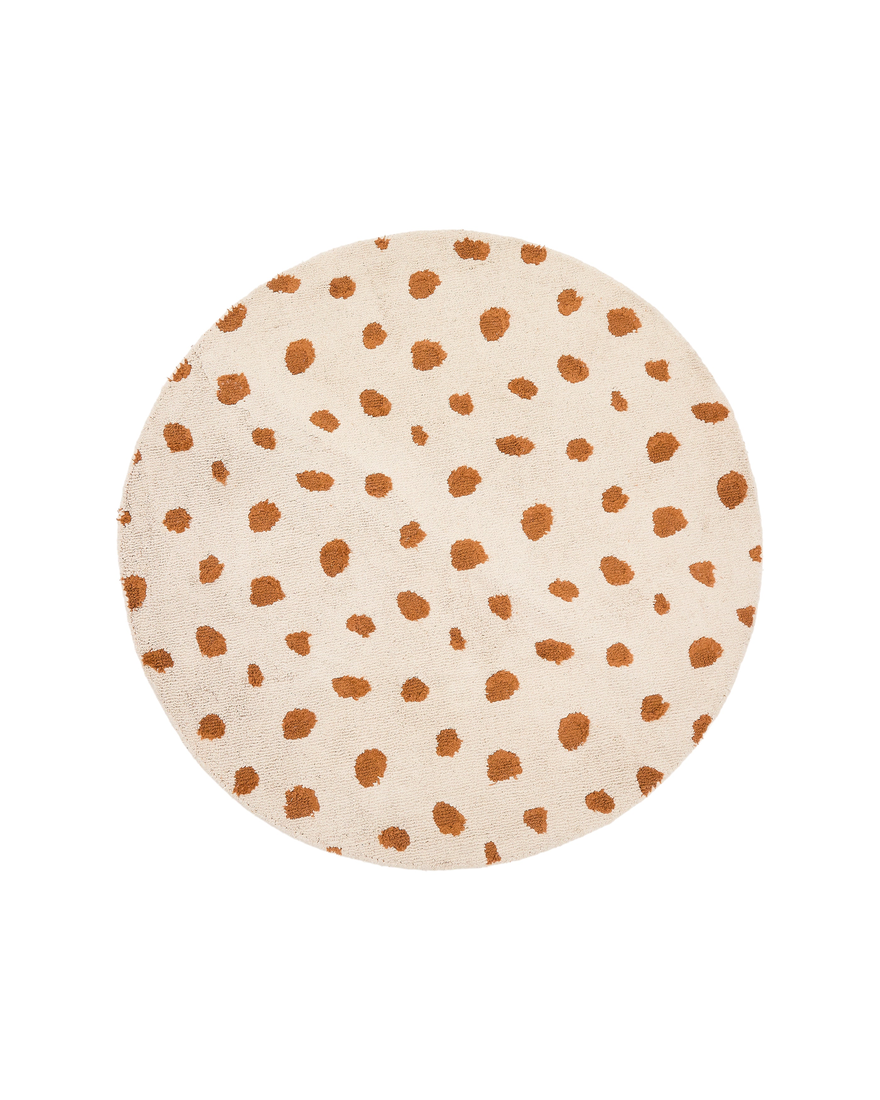 Tandani beige cotton round rug with orange cheetah design Ø 100cm - Product Image
