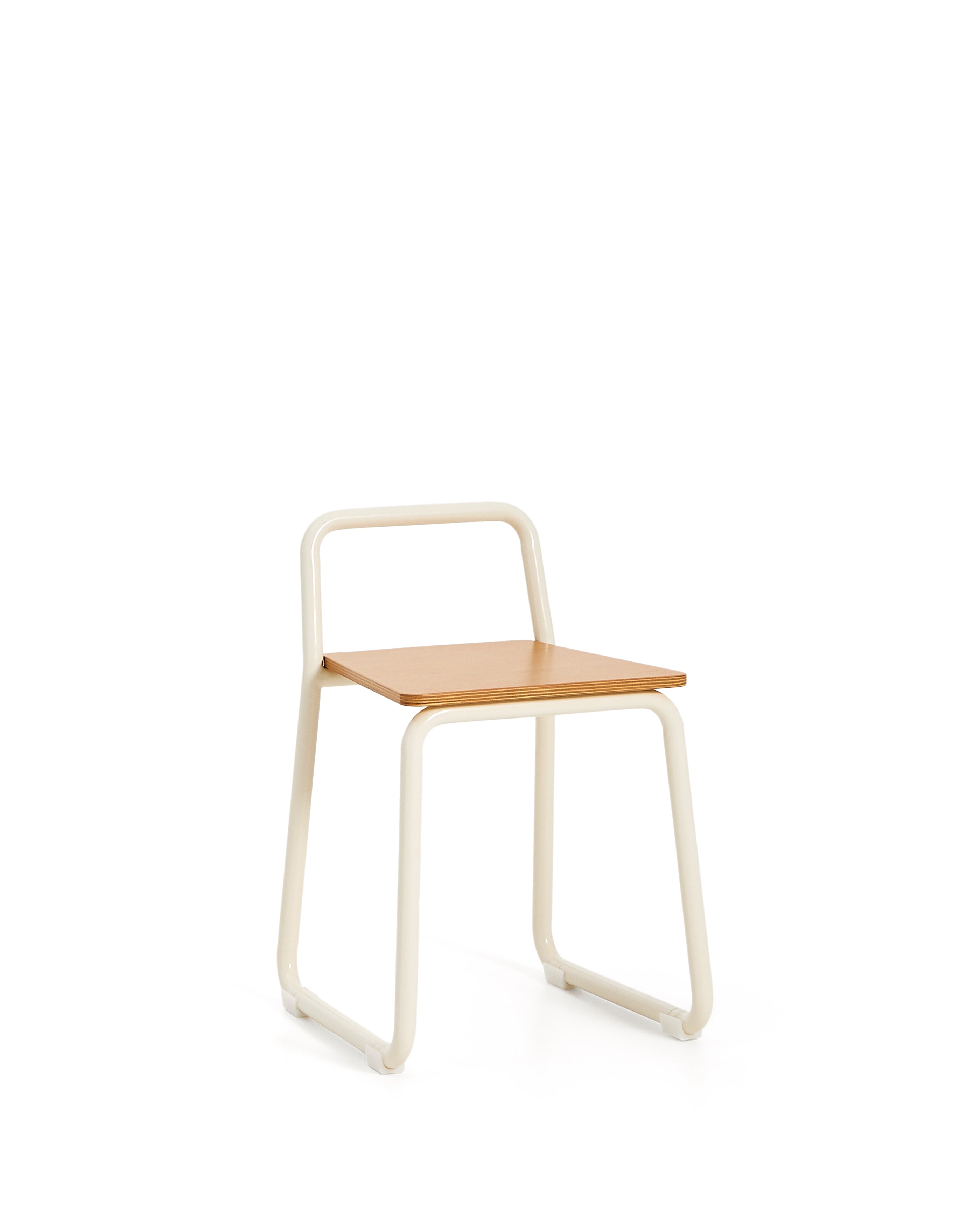 Tinn ash veneer chair with a beige metal structure - Product Image