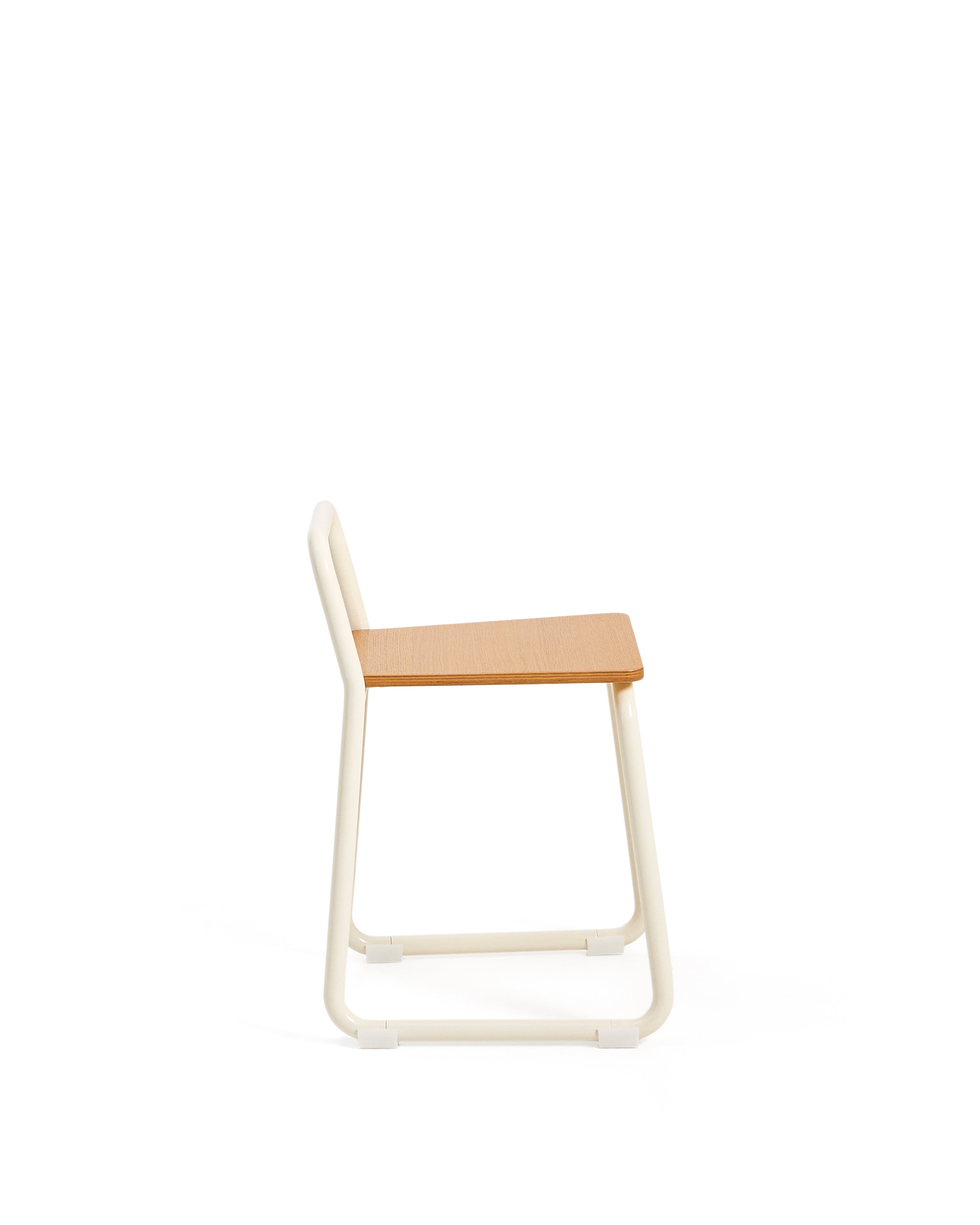 Tinn ash veneer chair with a beige metal structure - Product Image