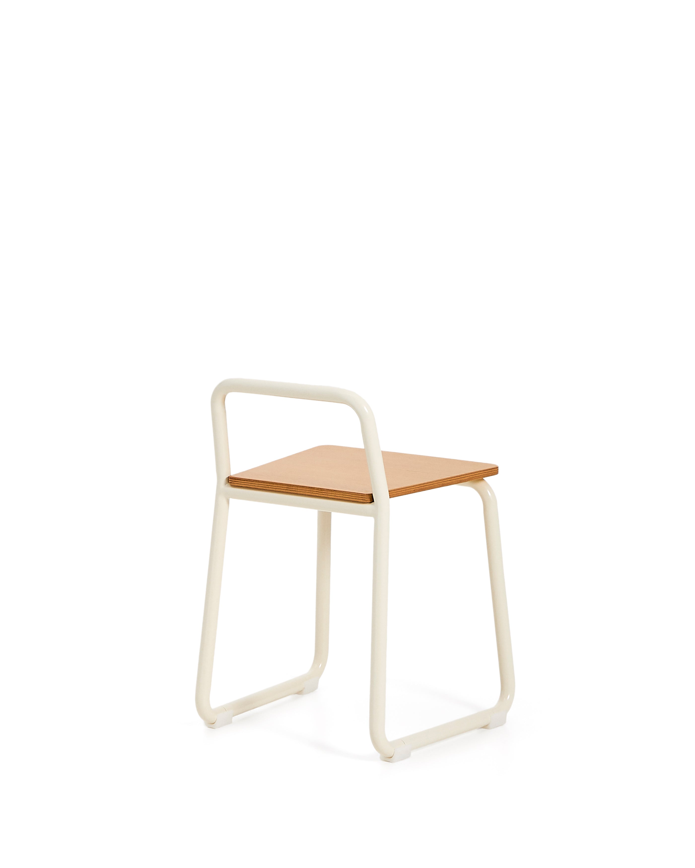 Tinn ash veneer chair with a beige metal structure - Product Image