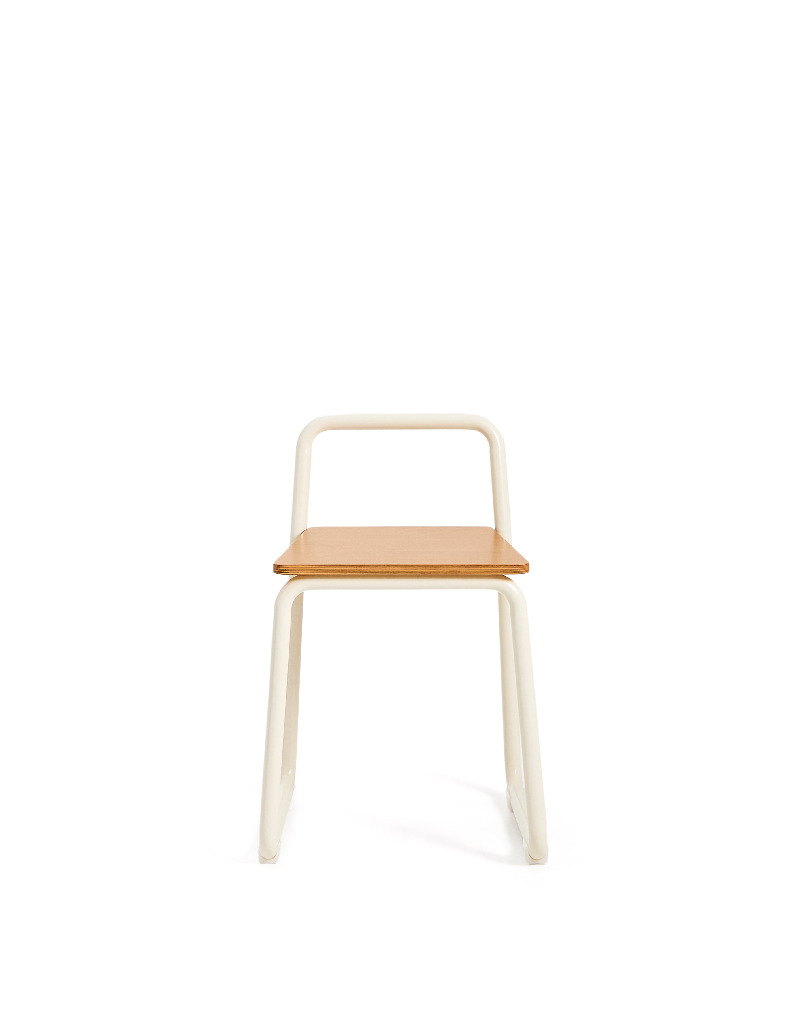 Tinn ash veneer chair with a beige metal structure - Product Image