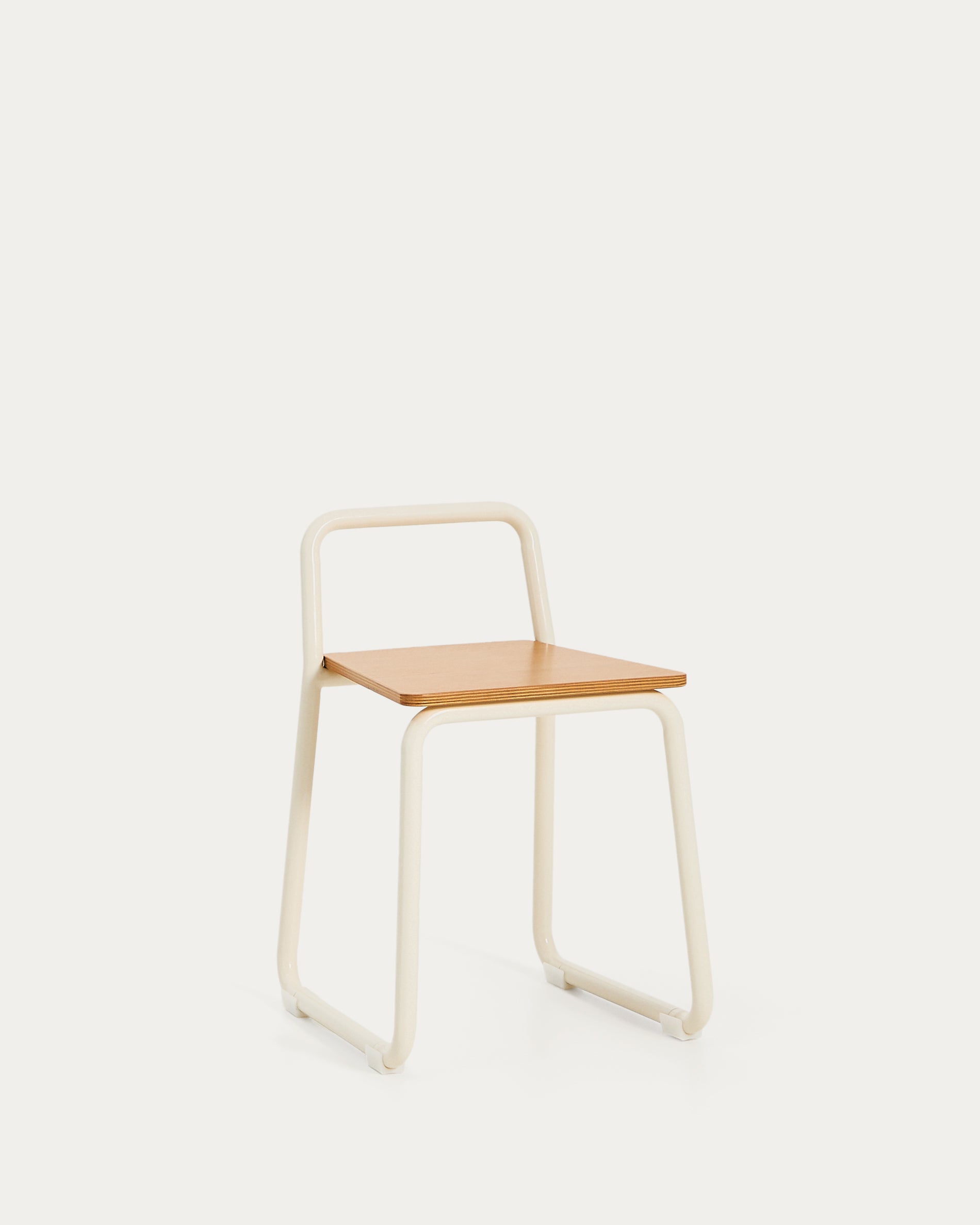 Tinn ash veneer chair with a beige metal structure - Product View