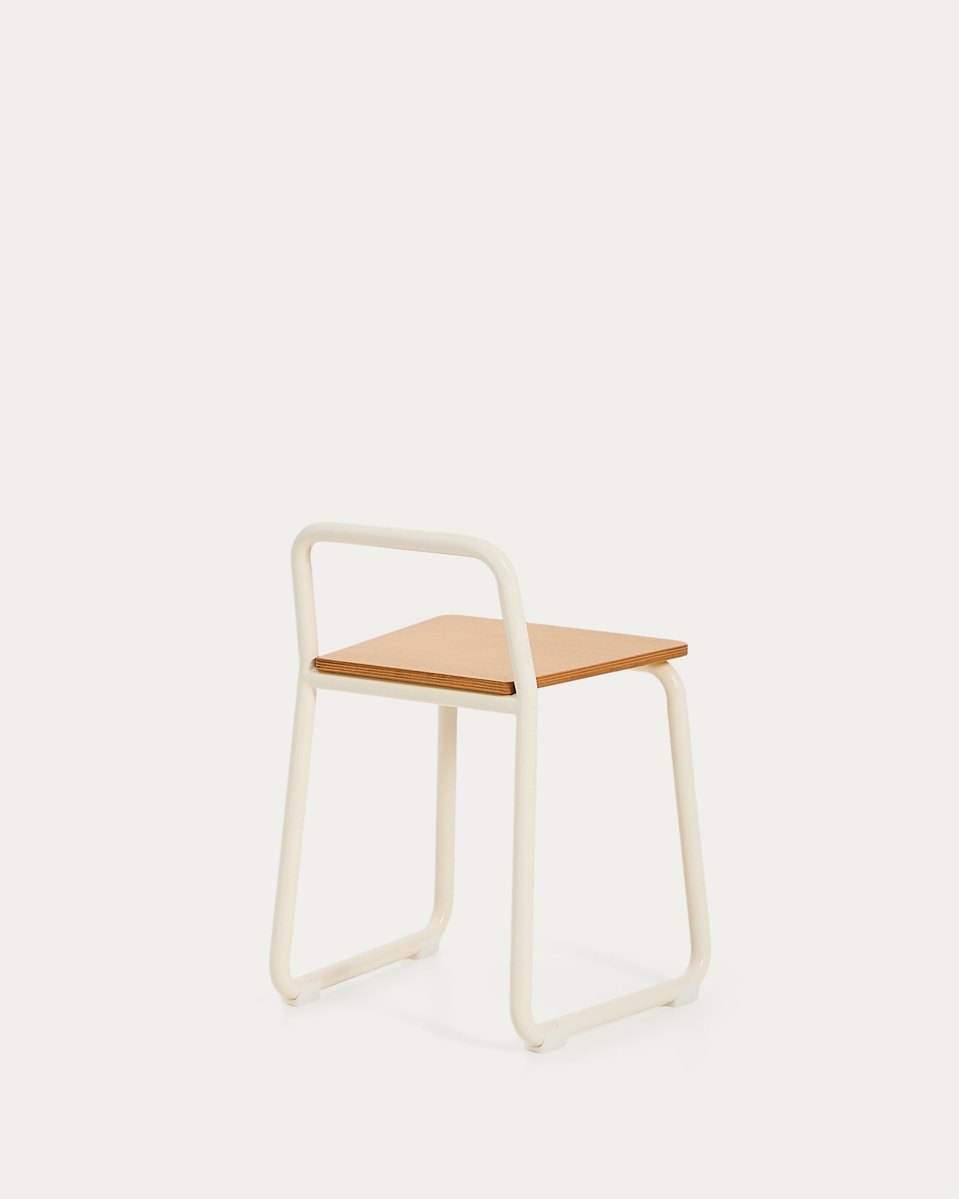 Tinn ash veneer chair with a beige metal structure - Product View