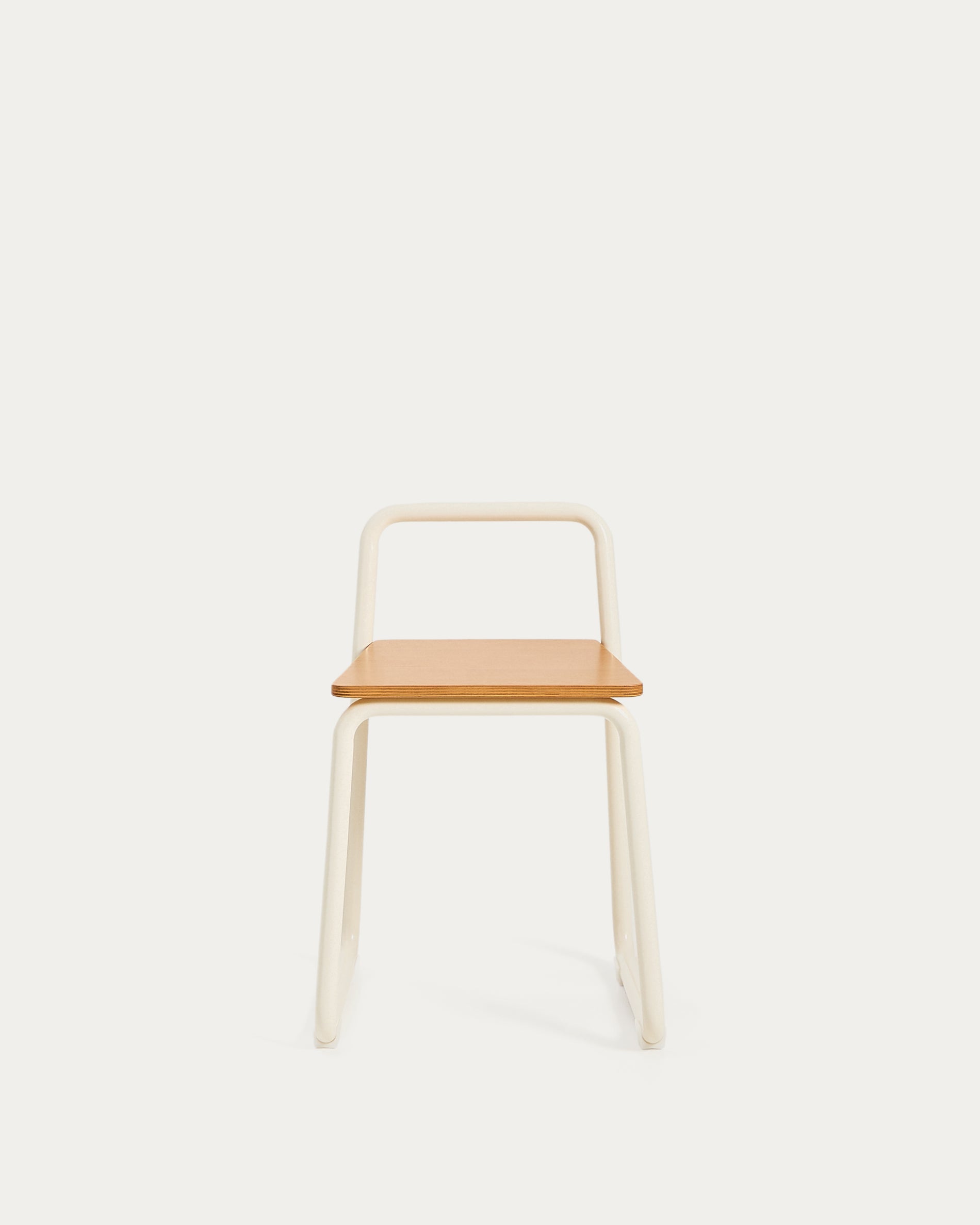 Tinn ash veneer chair with a beige metal structure - Product View