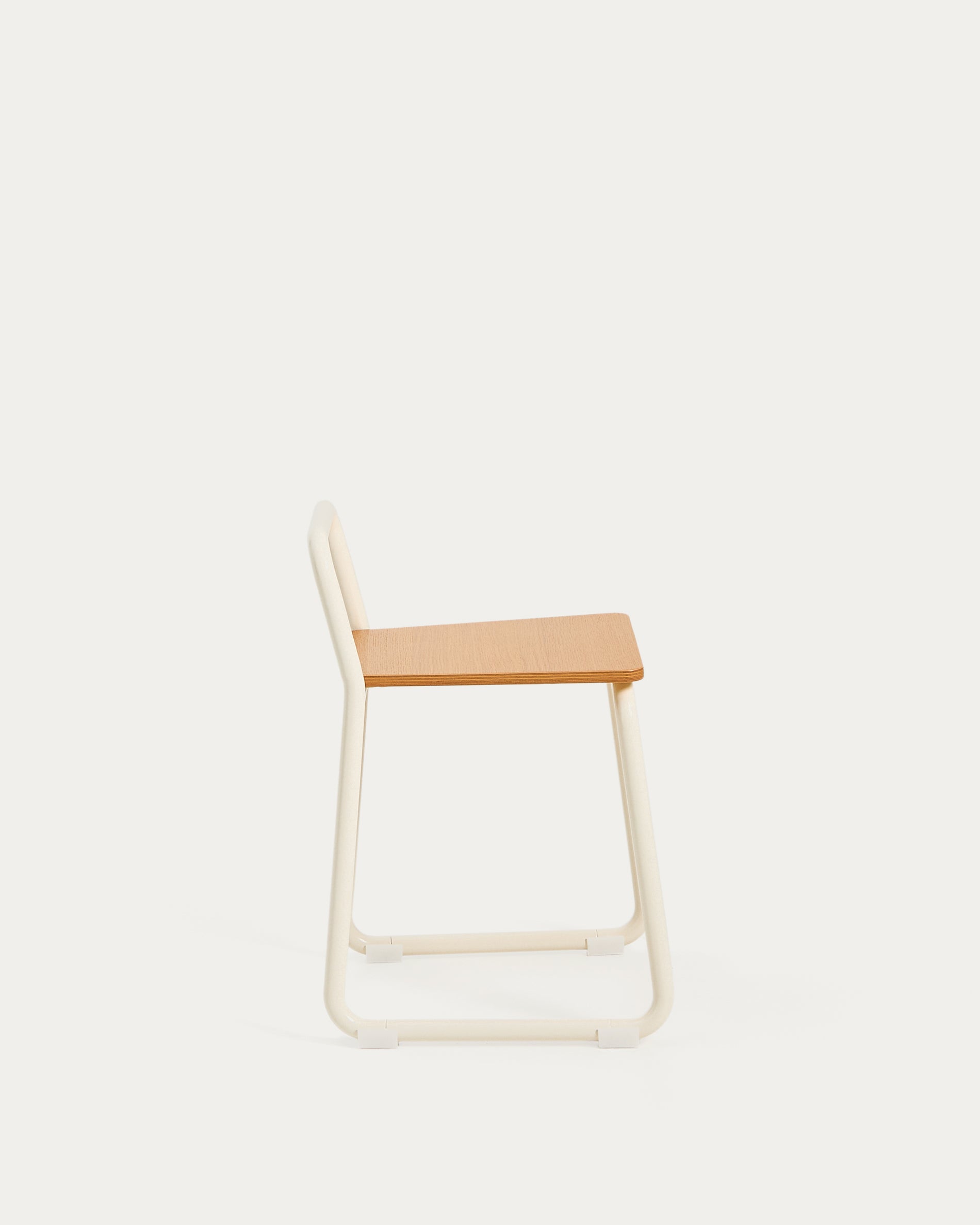 Tinn ash veneer chair with a beige metal structure - Product View
