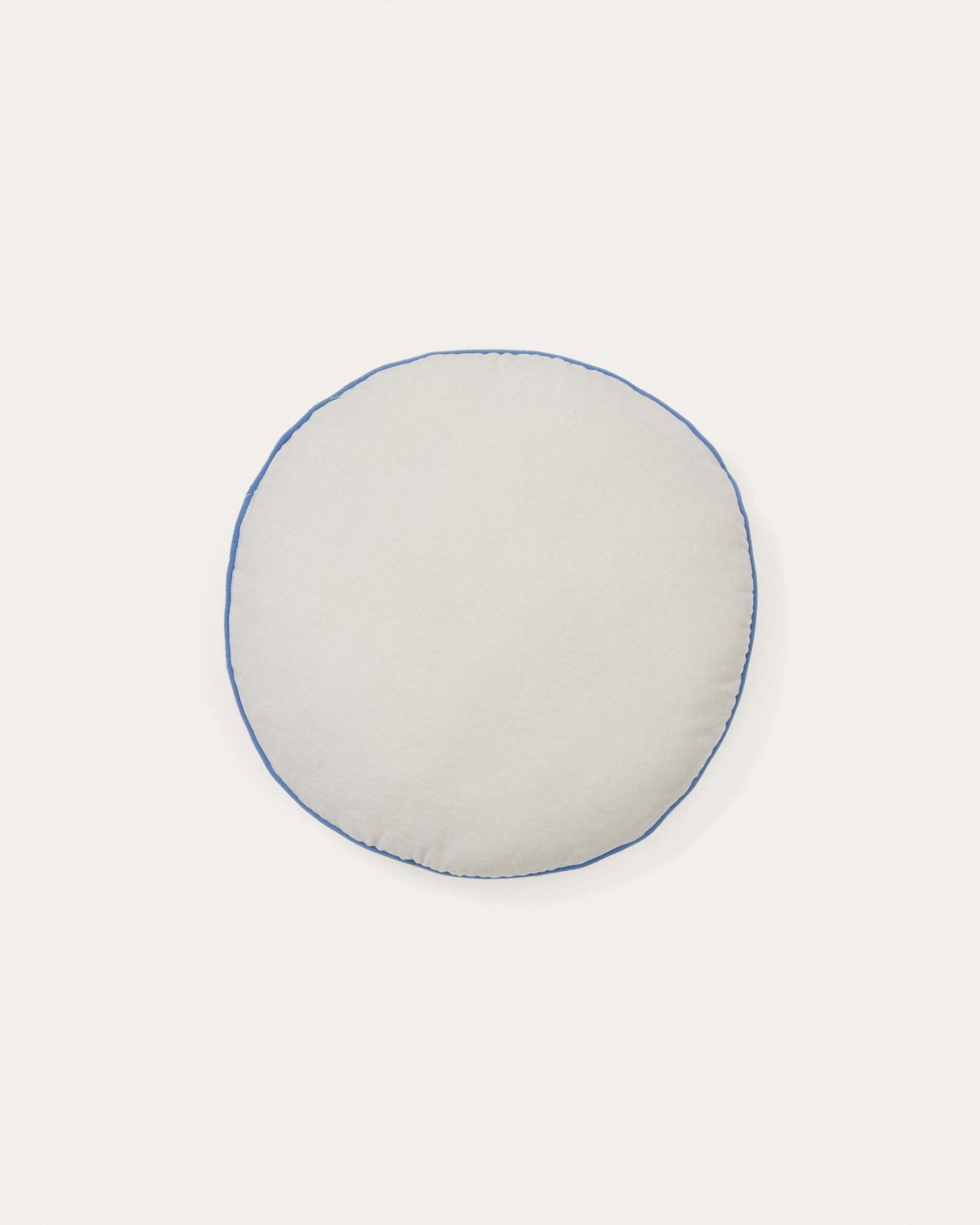 Saya white and blue, round cotton cushion, Ø 40 cm - Product View
