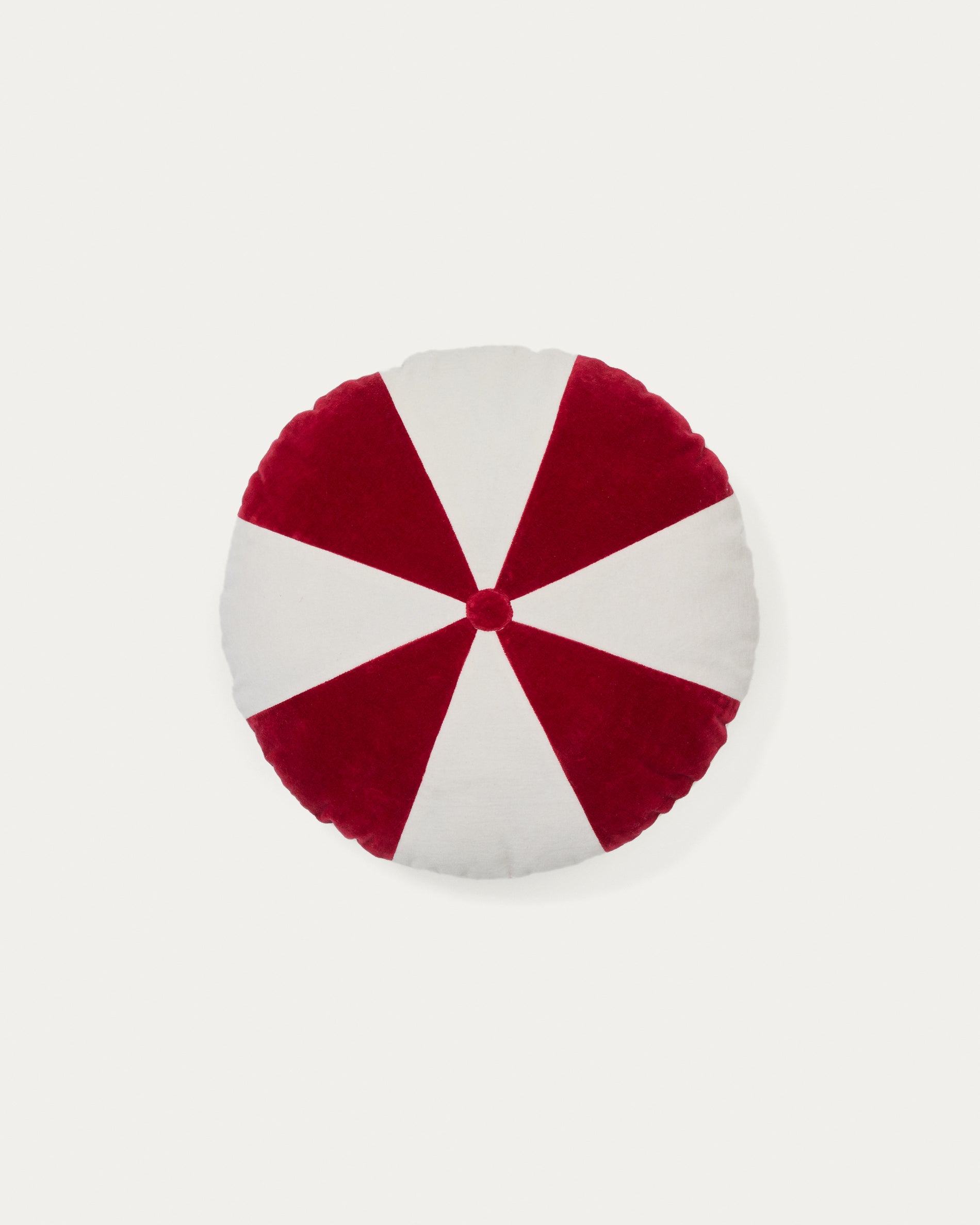 Odet white and red, round cotton cushion, Ø 45 cm - Product View