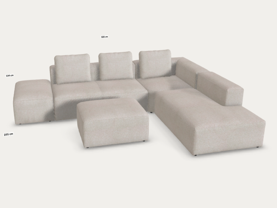 Egyedi Blok kanapé karfa nélküli változat 320 x 255 cm