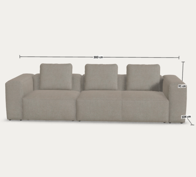 T.V-egyedi Blok kanapé Liberty toasted anyaggal-300 cm