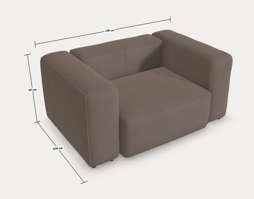 Egyedi bőr Blok fotel - Rima dark brown (MTKA000RM09)