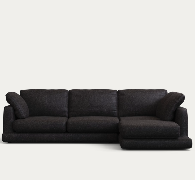 Gala 4 seater sofa with right hand chaise longe in personalised fabric category A - Liberty Black
