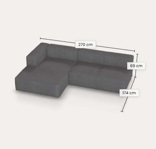 Apartment Daniel - Egyedi Blok kanapé, Austin Dark Grey, 270 cm