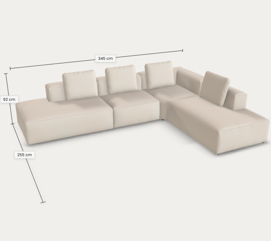 Atar G.-Custom Blok sofa with fabric Liberty ecru 345x255cm