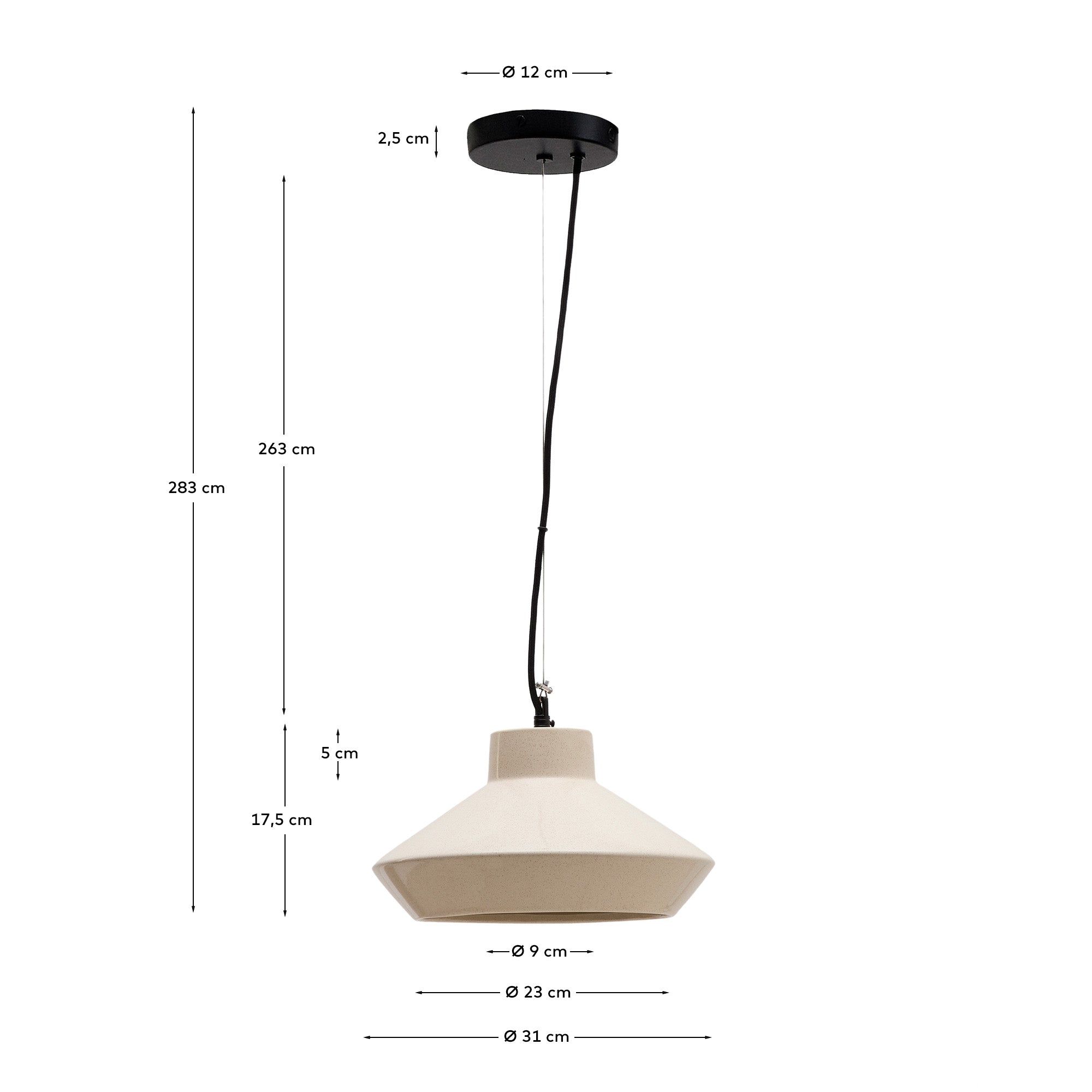 Portol beige ceramic ceiling lamp - Measurements