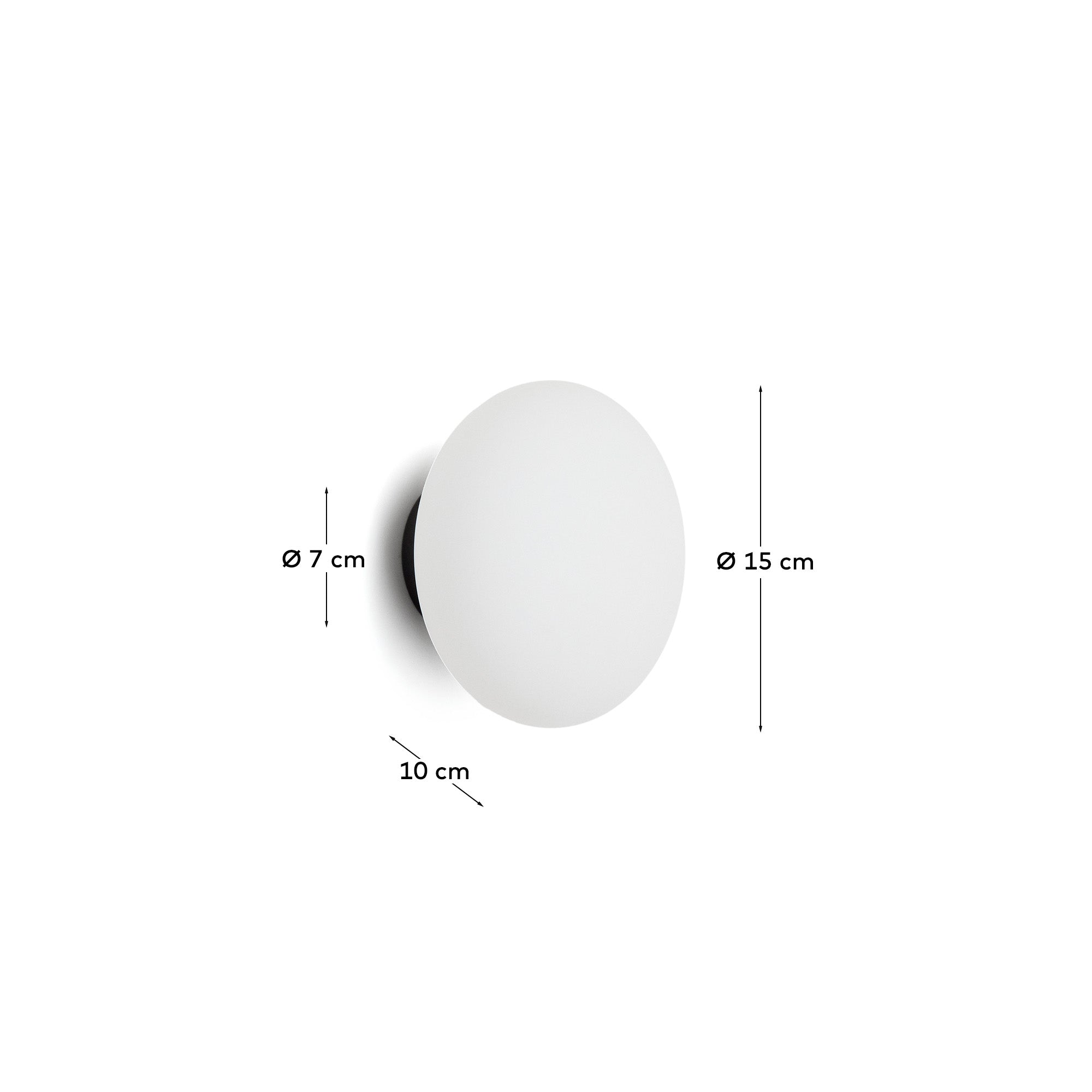 Bamila wall lamp in smoked glass and black metal Ø15cm - Measurements