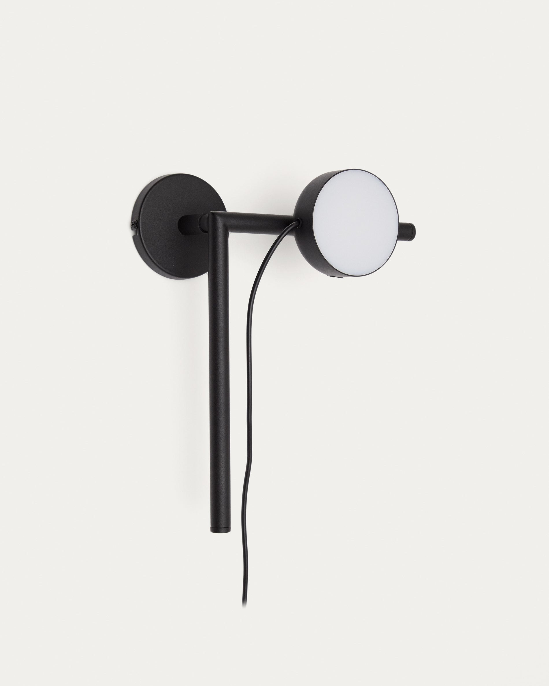 Orey black metal wall-mounted light fixture with multi-position spotlight
