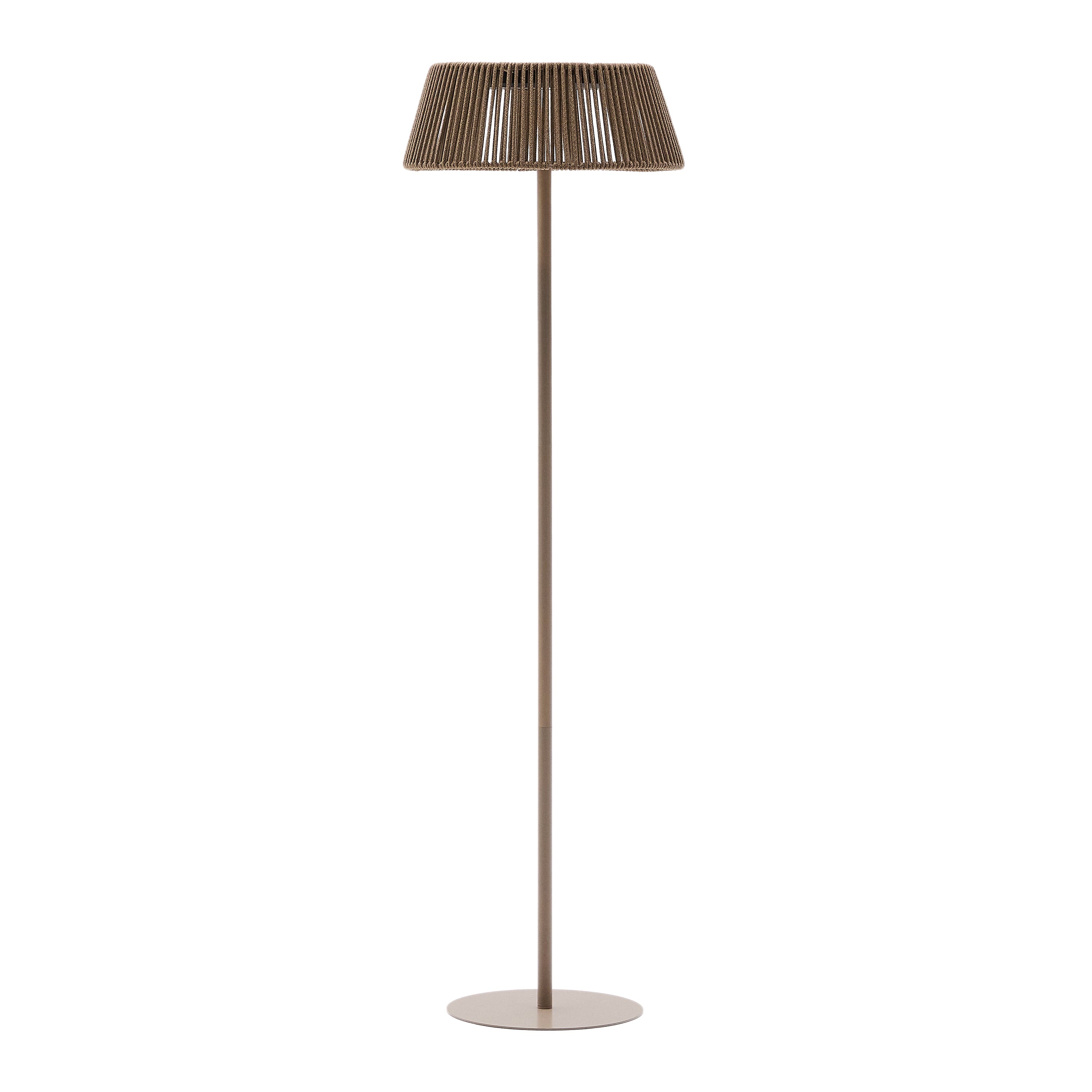 Aldet outdoor solar floor lamp in beige mottled rope cord with beige metal stand Ø46cm - Product Image