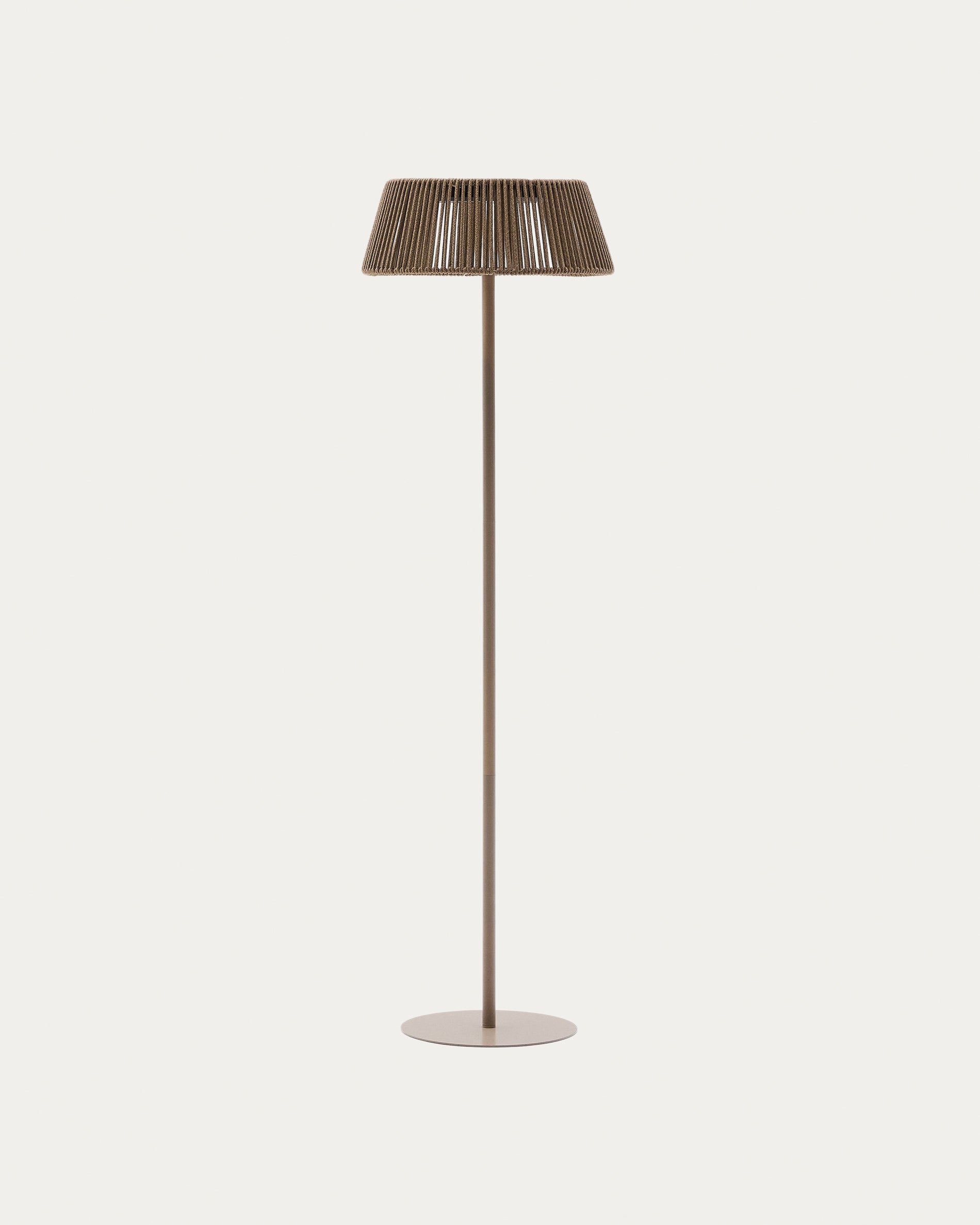 Aldet outdoor solar floor lamp in beige mottled rope cord with beige metal stand Ø46cm - Product View
