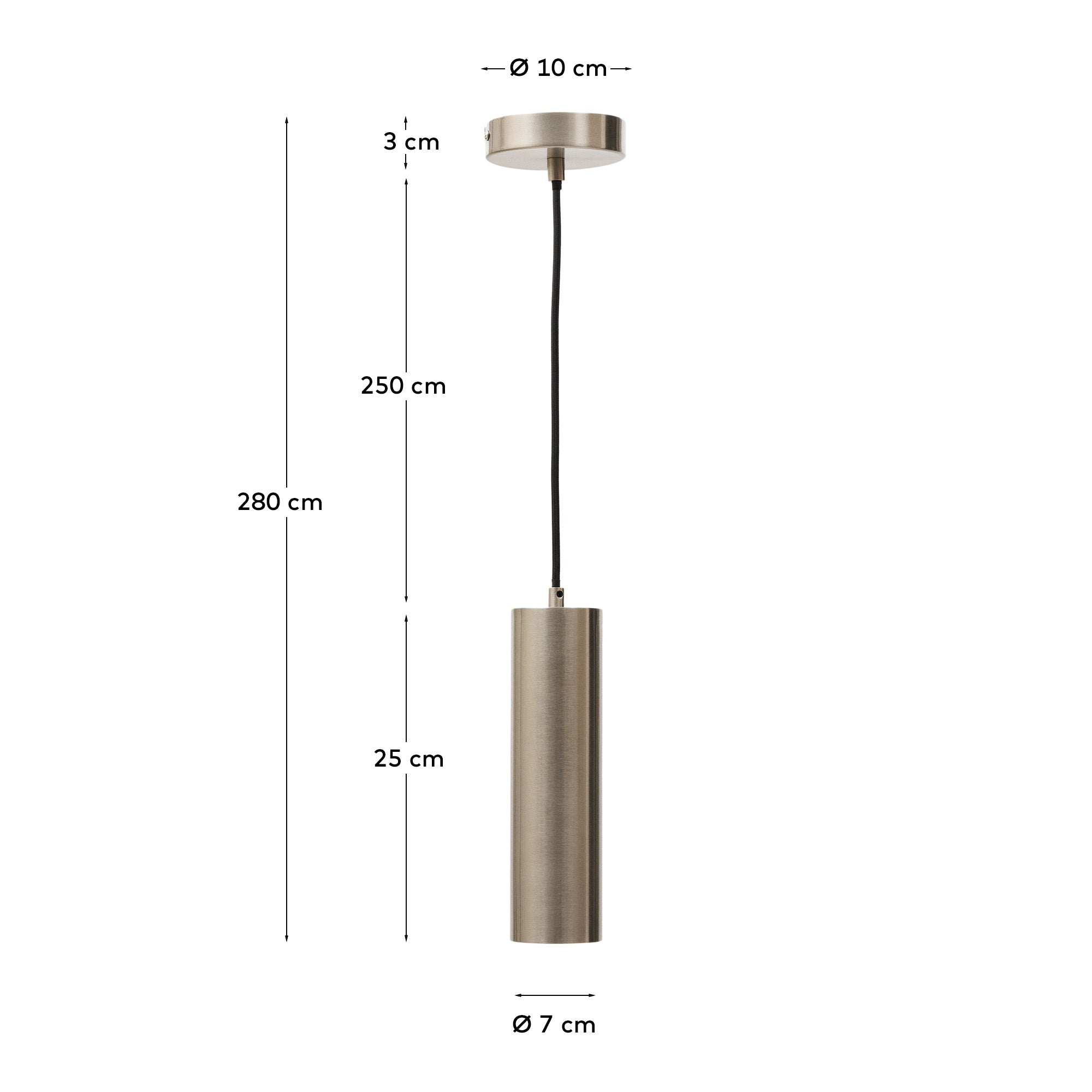 Andia aluminium ceiling lamp with brushed silver painted finish - Measurements