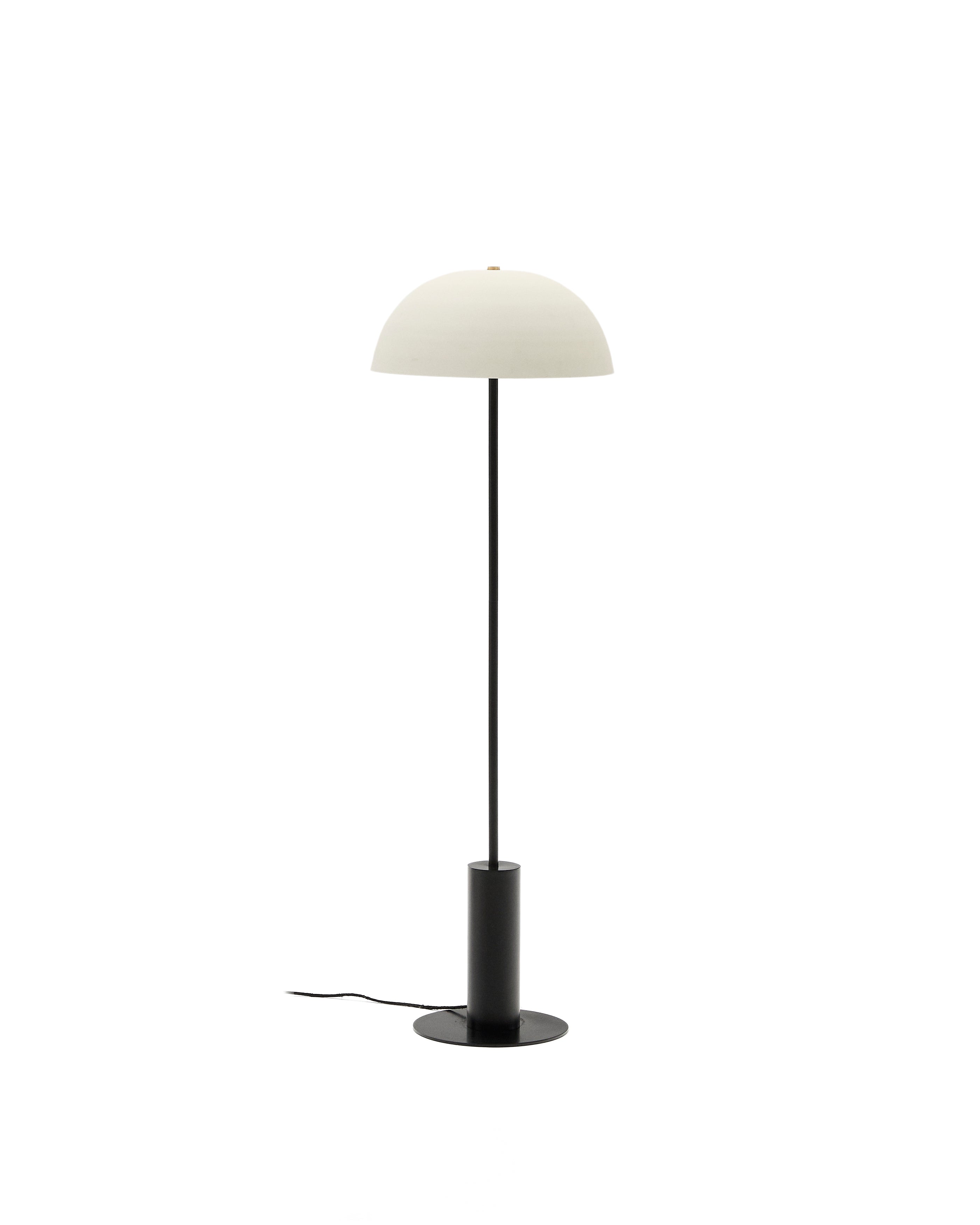 Nibla black metal floor lamp with white clay-effect shade