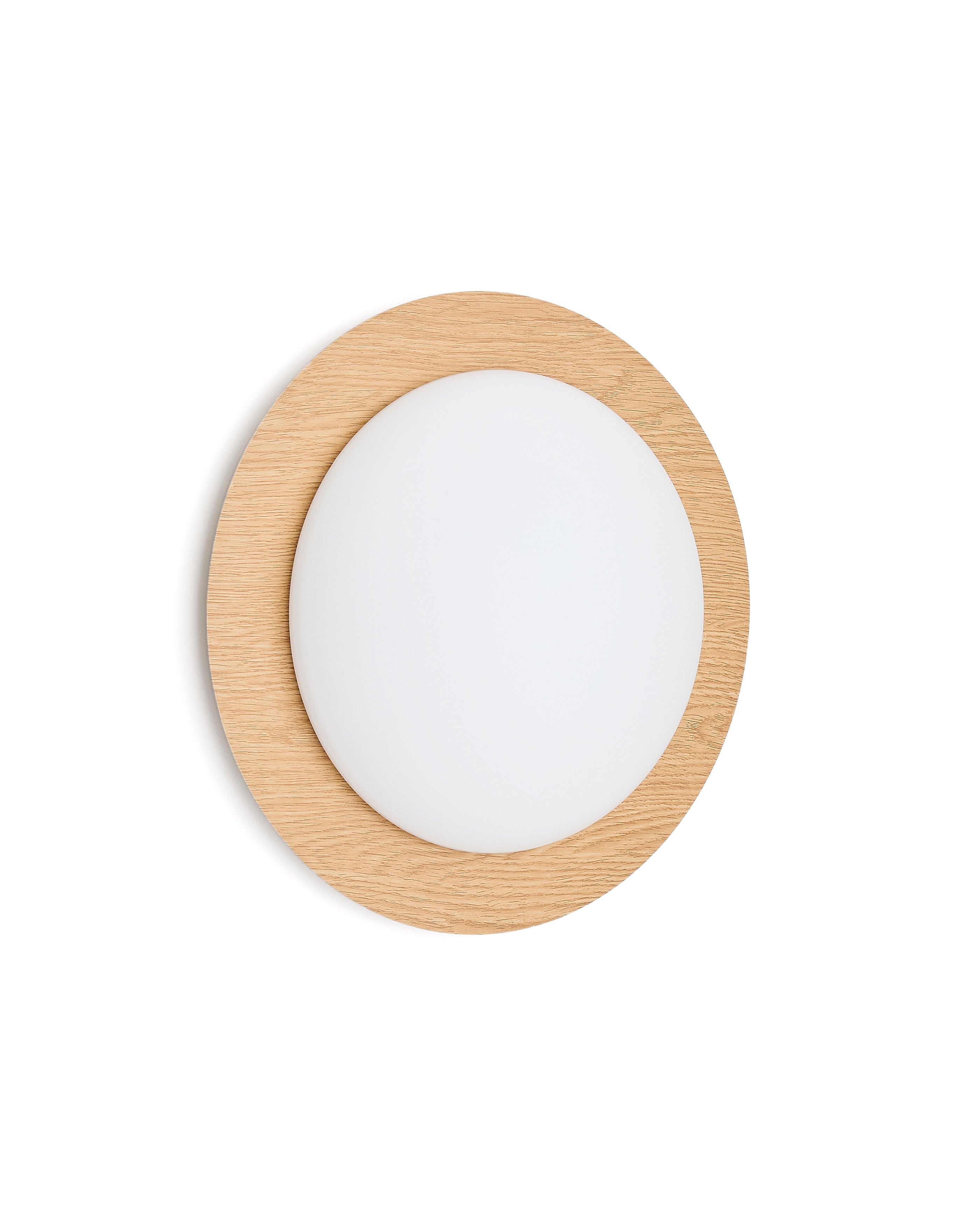 Novae ceiling lamp in light wood-effect brushed steel and frosted glass Ø 40 cm - Product Image