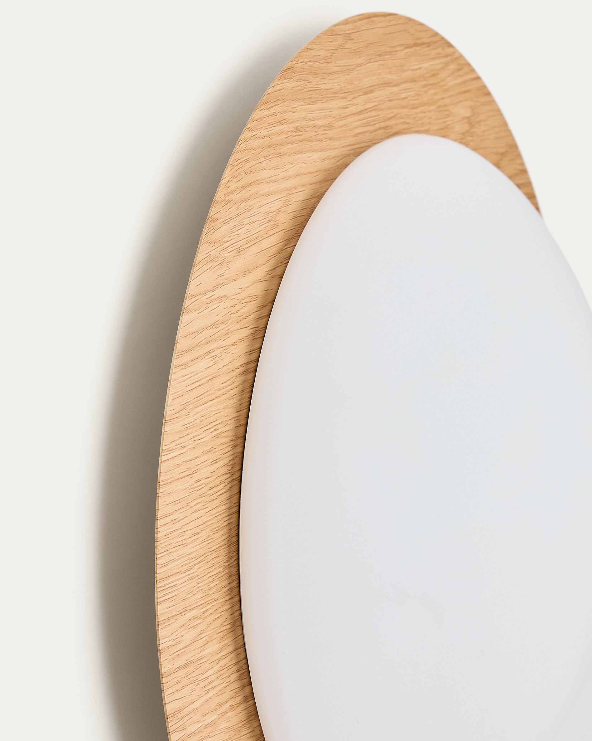 Novae ceiling lamp in light wood-effect brushed steel and frosted glass Ø 40 cm - Detail
